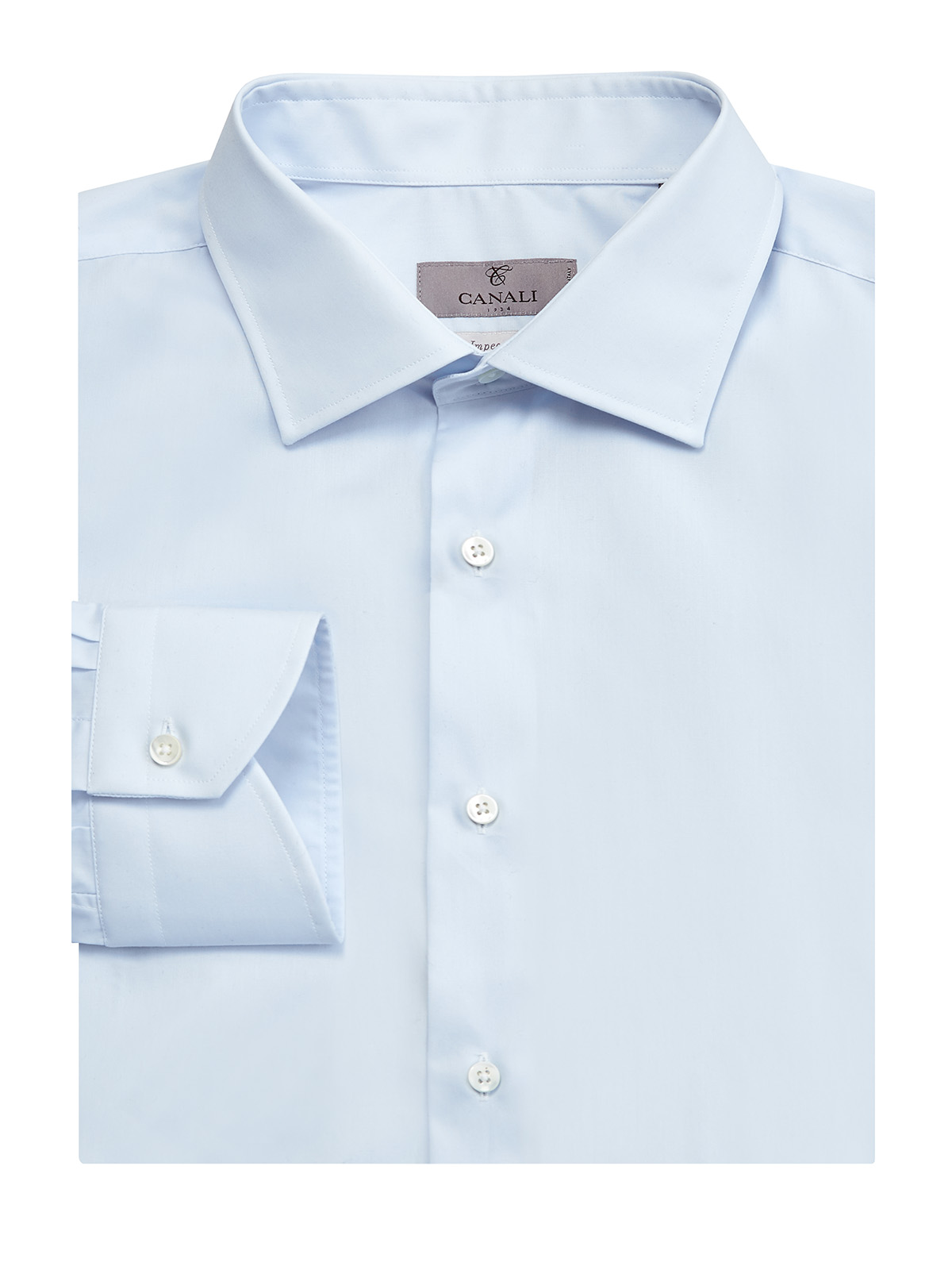 Однотонная рубашка из гладкого хлопка Impeccabile CANALI, цвет голубой, размер 52;54;56;58;60;62 - фото 1