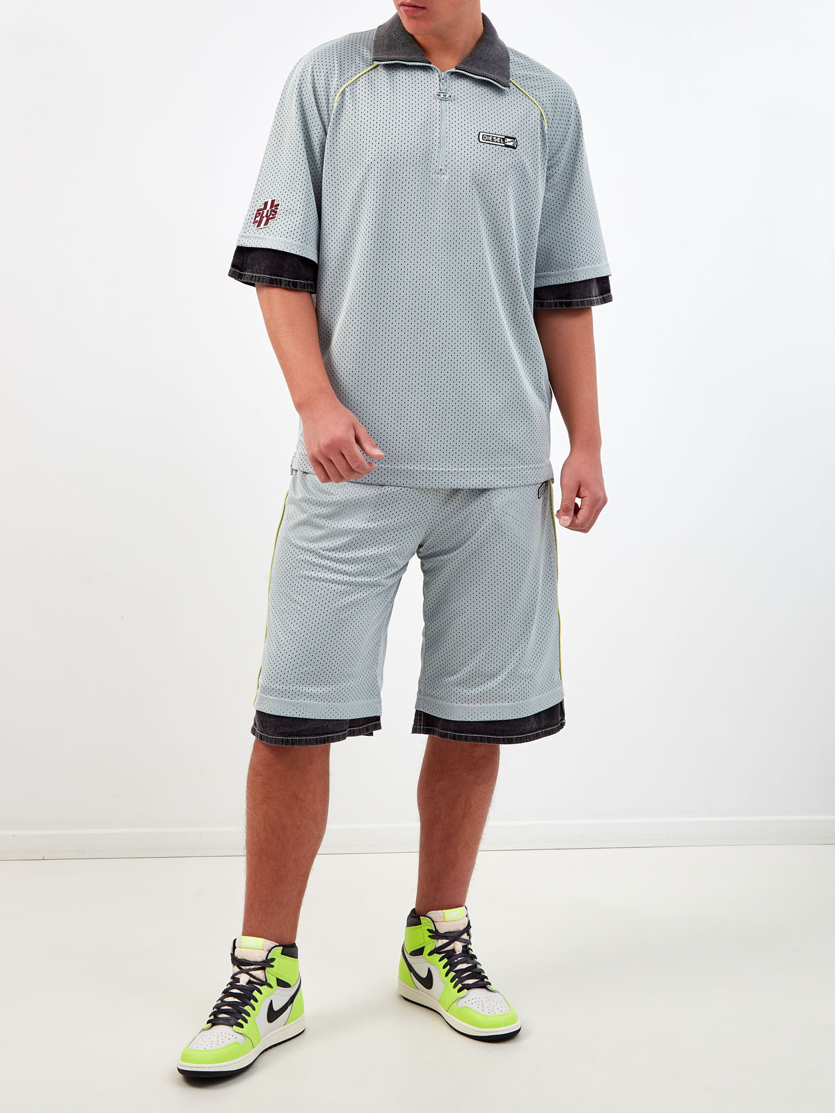 Футболка T-Mec в баскетбольном стиле с перфорацией и молнией Голубой, фото 2