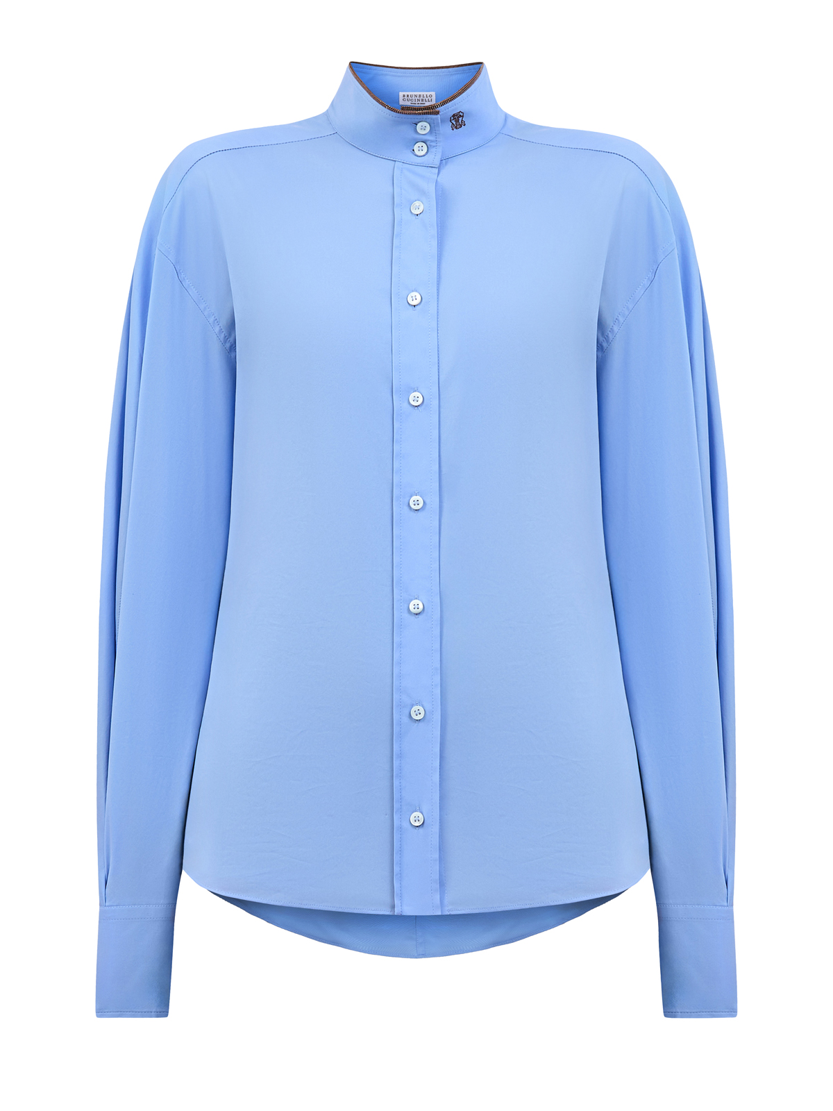 

Рубашка из поплина с окантовкой Мониль и вышивкой Solomeo, Голубой, Рубашка из поплина с окантовкой Мониль и вышивкой Solomeo