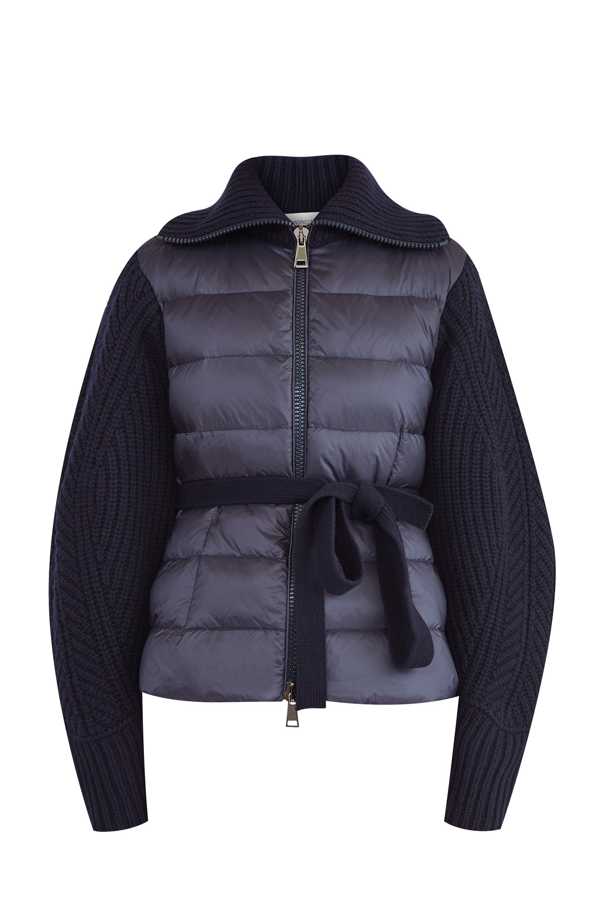 

Толстовка из шерсти и кашемира с нейлоновой стеганой вставкой спереди, Синий