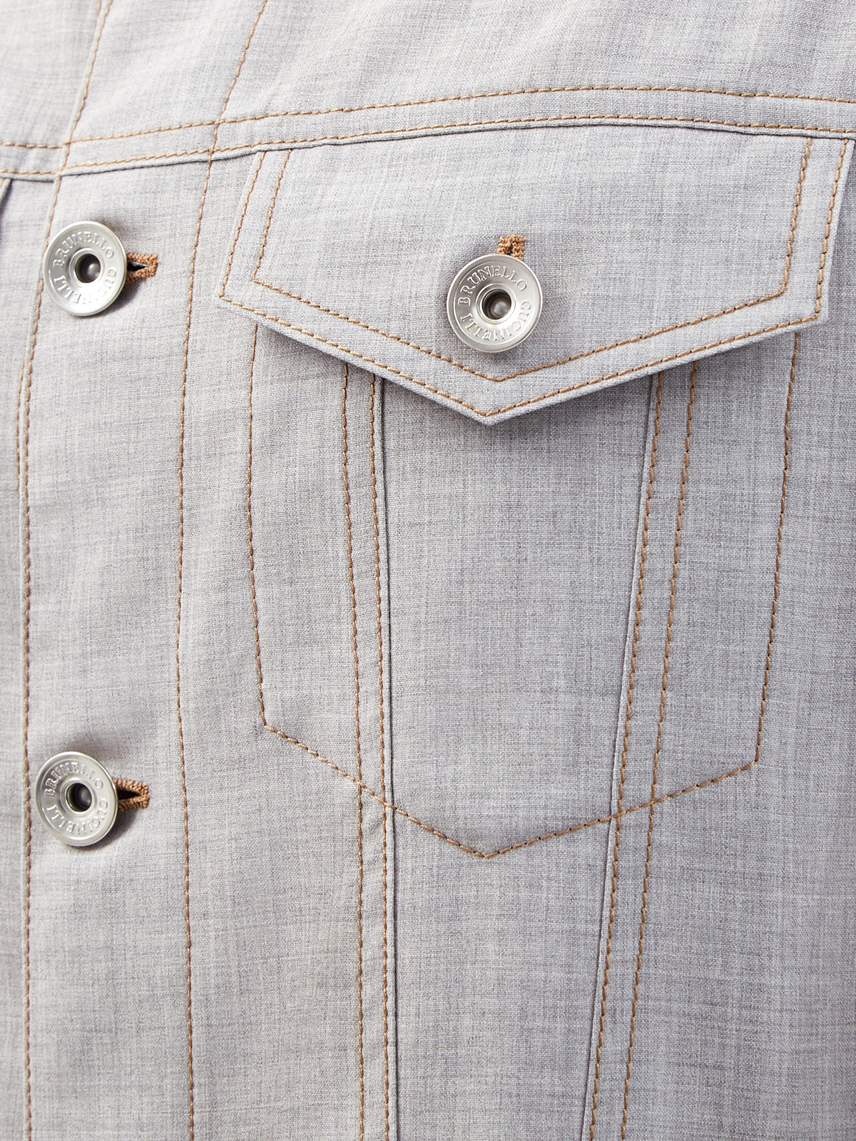 Куртка из тонкой шерстяной ткани с контрастной прострочкой BRUNELLO CUCINELLI, цвет серый, размер 52;54;50 - фото 3