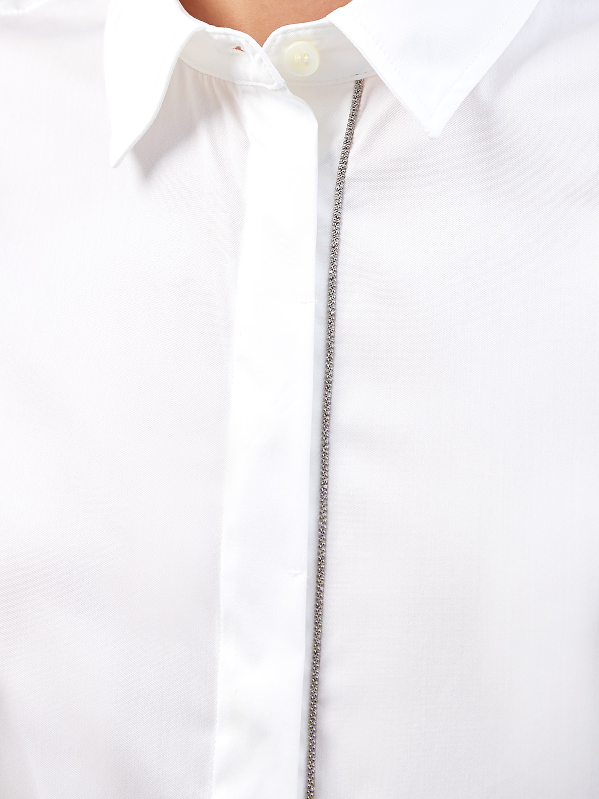 Рубашка из гладкого поплина с мерцающим декором Мониль BRUNELLO CUCINELLI, цвет белый, размер 38;40;42;44 - фото 5