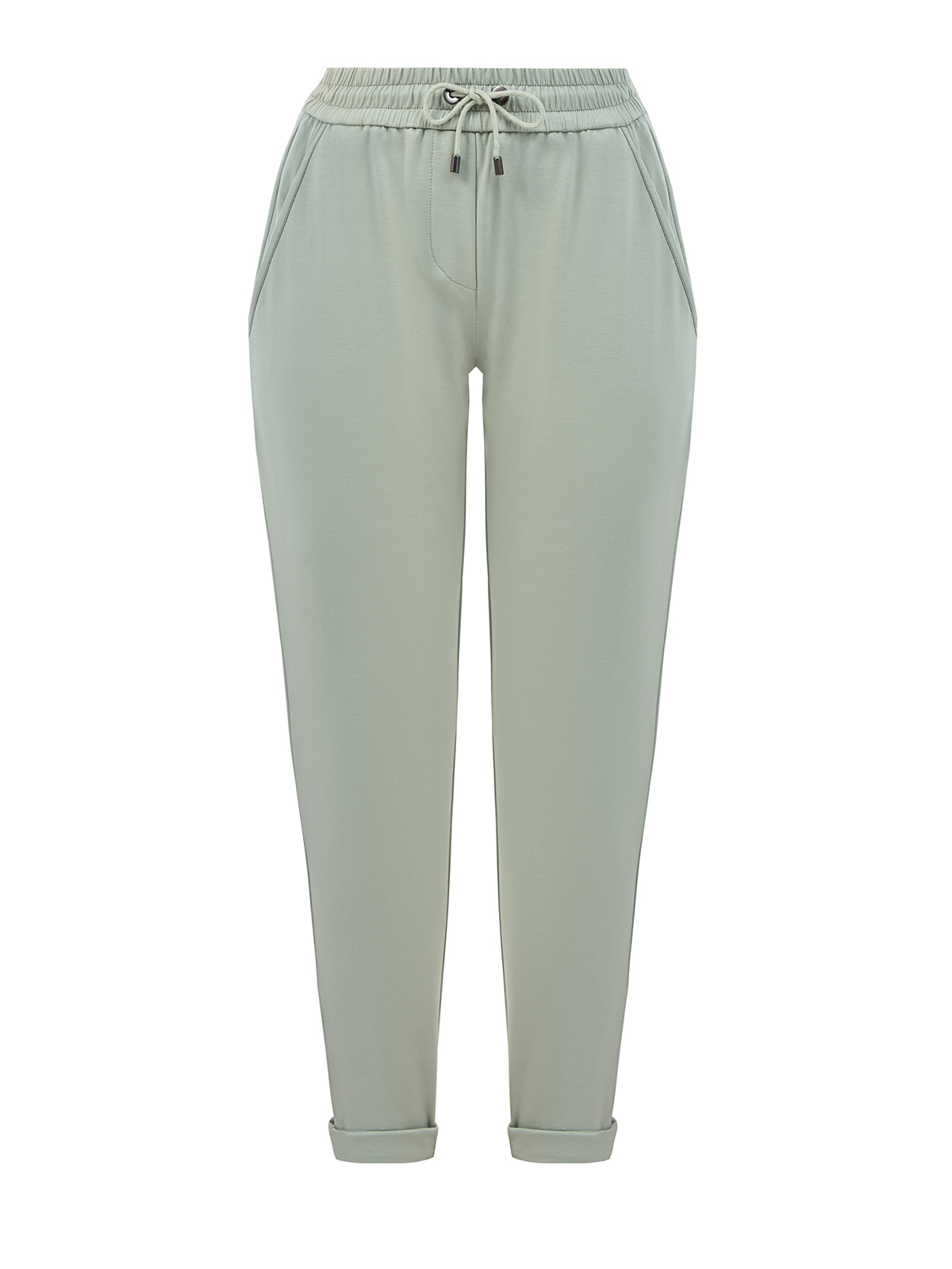 Хлопковые брюки Travelwear с ювелирными цепочками Мониль BRUNELLO CUCINELLI, цвет зеленый, размер 40;42;44;46;38