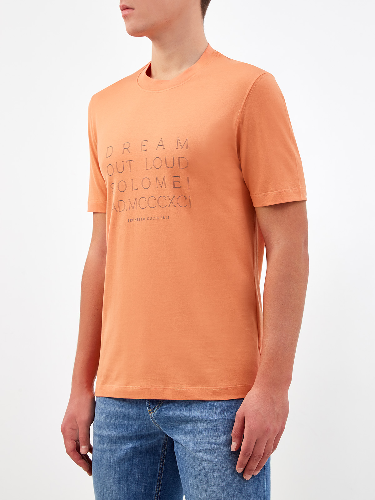 Хлопковая футболка с сезонным принтом Dream Out Loud BRUNELLO CUCINELLI, цвет оранжевый, размер 50;52;54;56;46;48 - фото 3