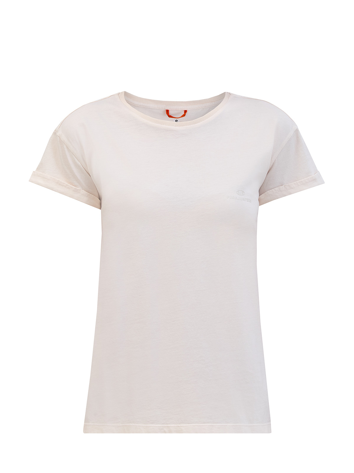 

Футболка из джерси с трикотажным воротом и логотипом в тон, Бежевый, Футболка из джерси с трикотажным воротом и логотипом в тон