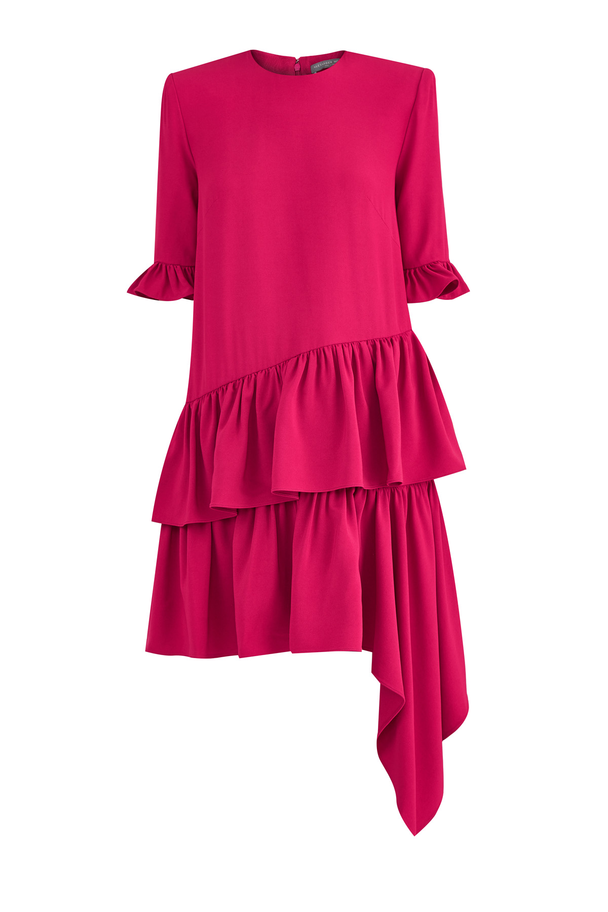 Платье оттенка фуксии с многослойным асимметричным подолом ALEXANDER MCQUEEN, цвет розовый, размер 40;42;44 - фото 1