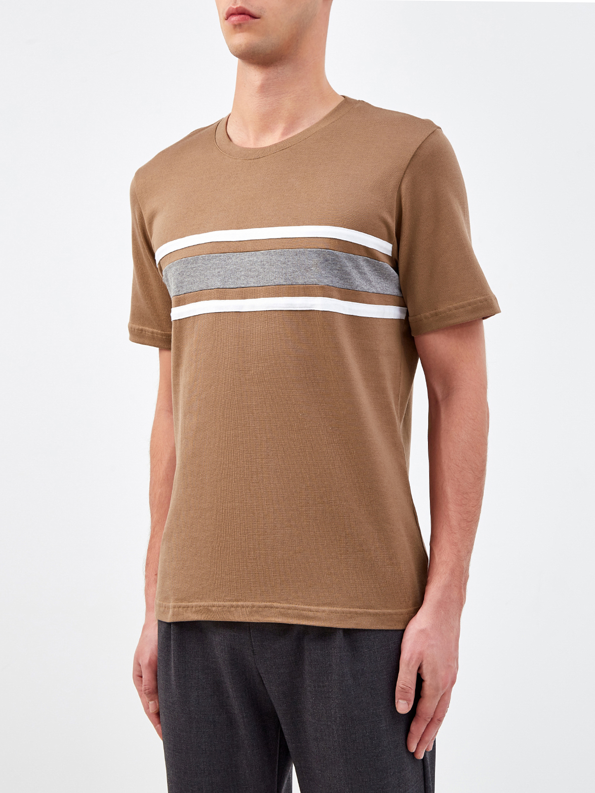 Базовая футболка из хлопкового джерси ELEVENTY, цвет коричневый, размер 48;50;52;54 - фото 3