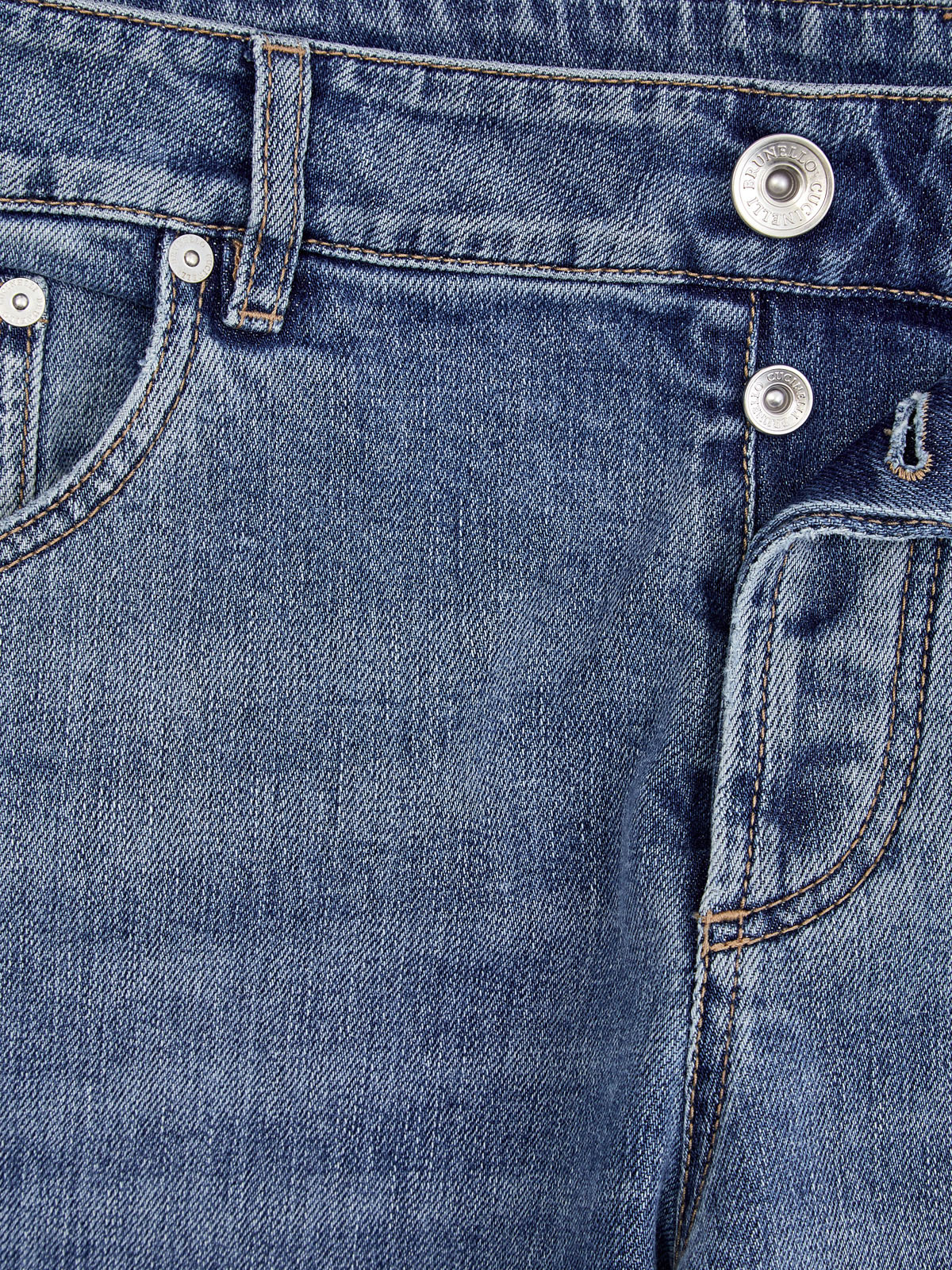 Классические джинсы с пятью карманами из денима делаве BRUNELLO CUCINELLI, цвет синий, размер 52;54;56;50 - фото 7