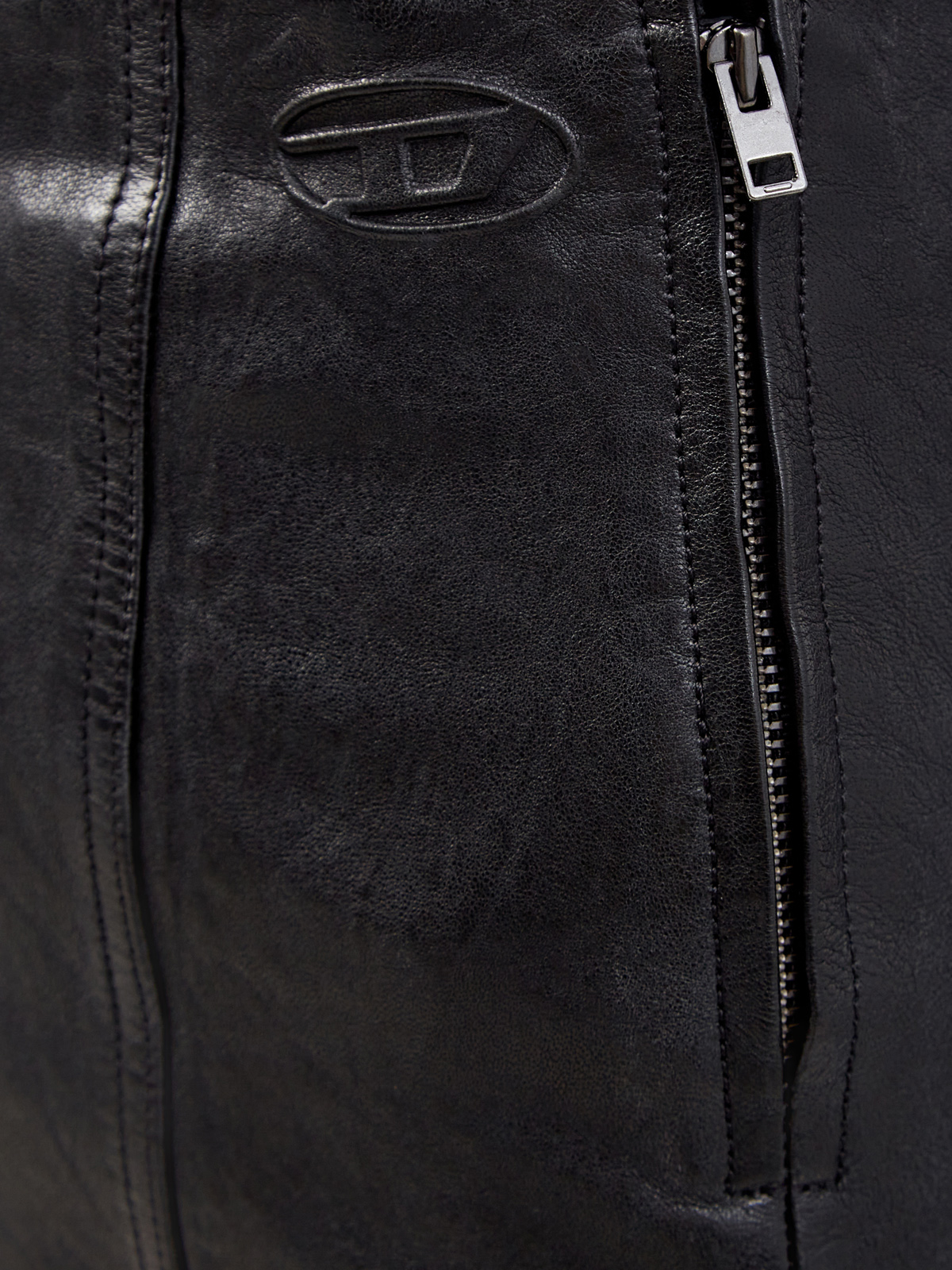 Юбка-миди L-Rupa из кожи с высоким разрезом и логотипом DIESEL, цвет черный, размер XS;S;M - фото 5