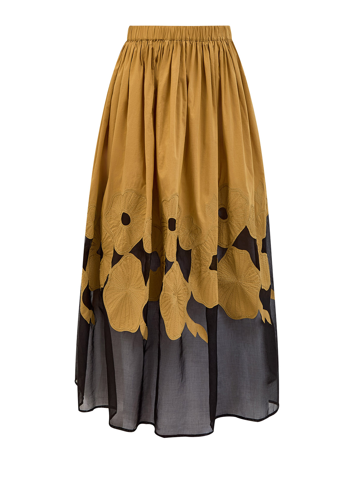 

Юбка ручной работы с фактурной аппликацией и вуалью, Коричневый, Юбка ручной работы с фактурной аппликацией и вуалью