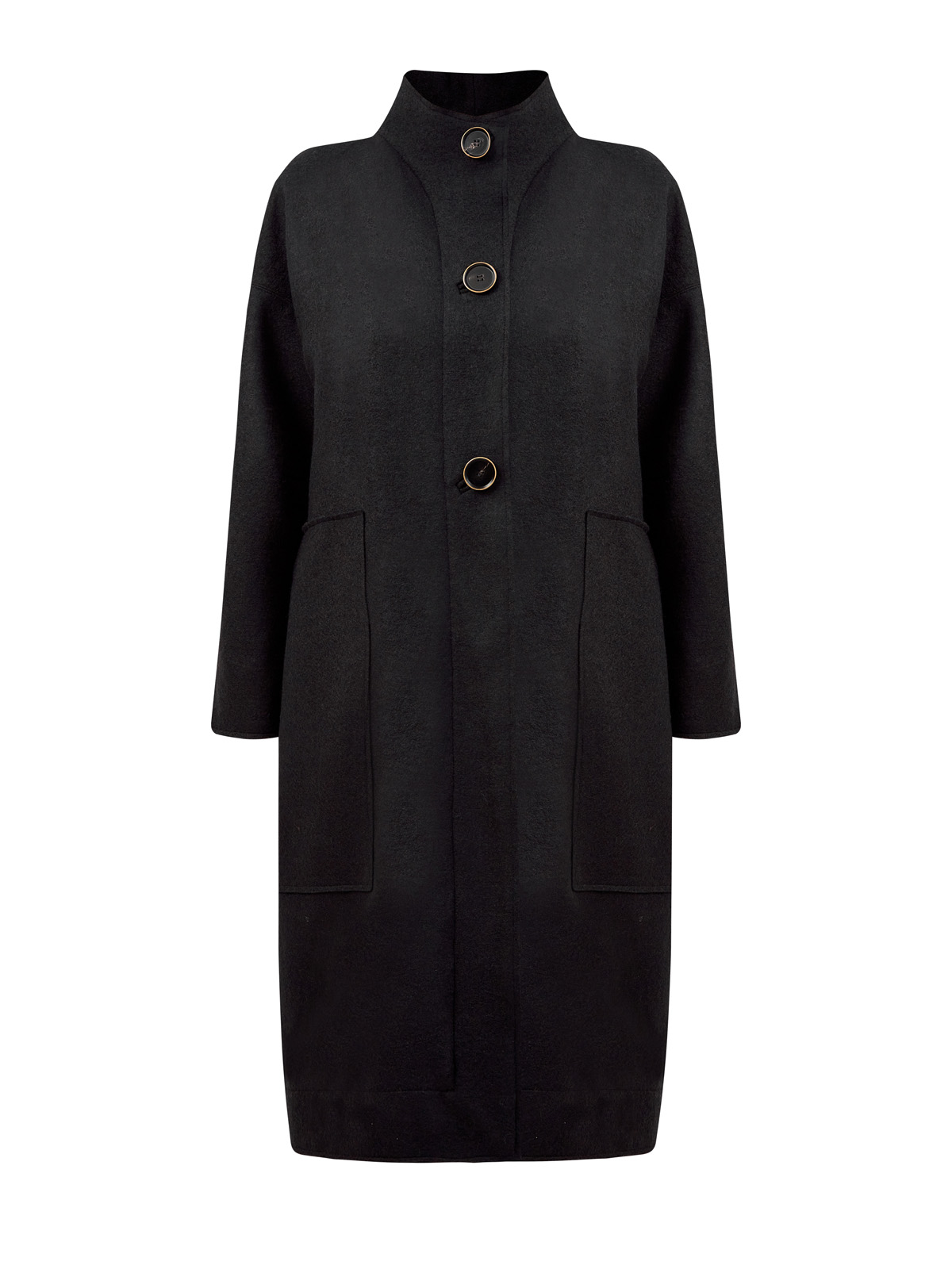 Шерстяное пальто-oversize с застежкой на пуговицы GENTRYPORTOFINO, цвет черный, размер 38;40