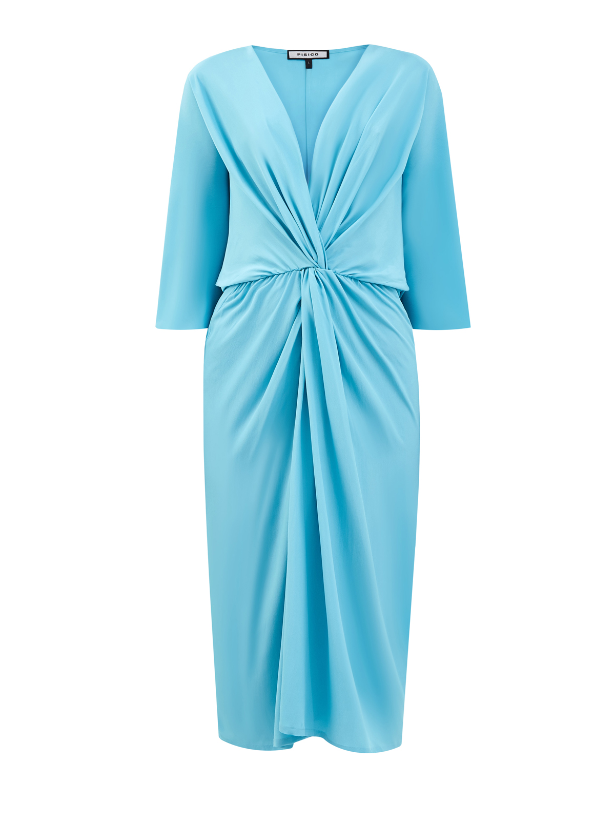 Легкое платье с V-образным вырезом и заложенными складками FISICO, цвет голубой, размер S;M;XL;L - фото 1