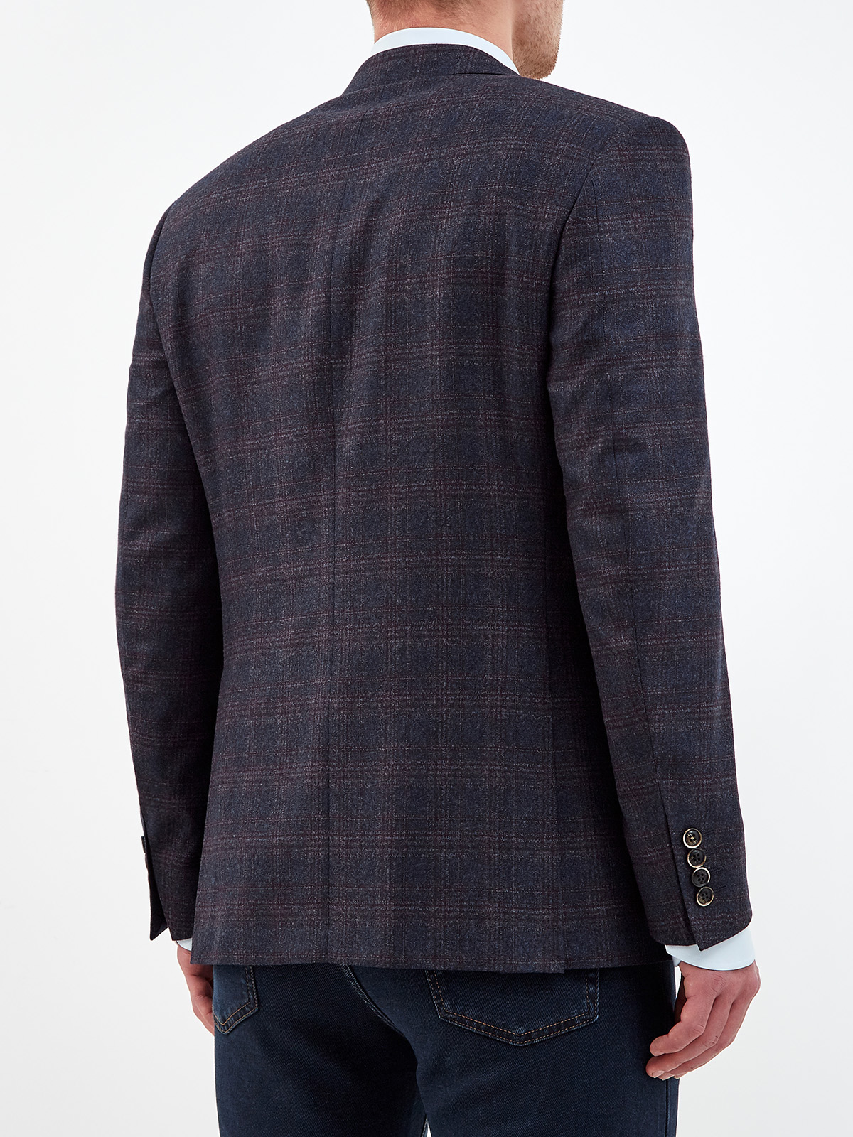 Классический пиджак ручной работы из шерсти в клетку CANALI, цвет синий, размер 50;54;56 - фото 4