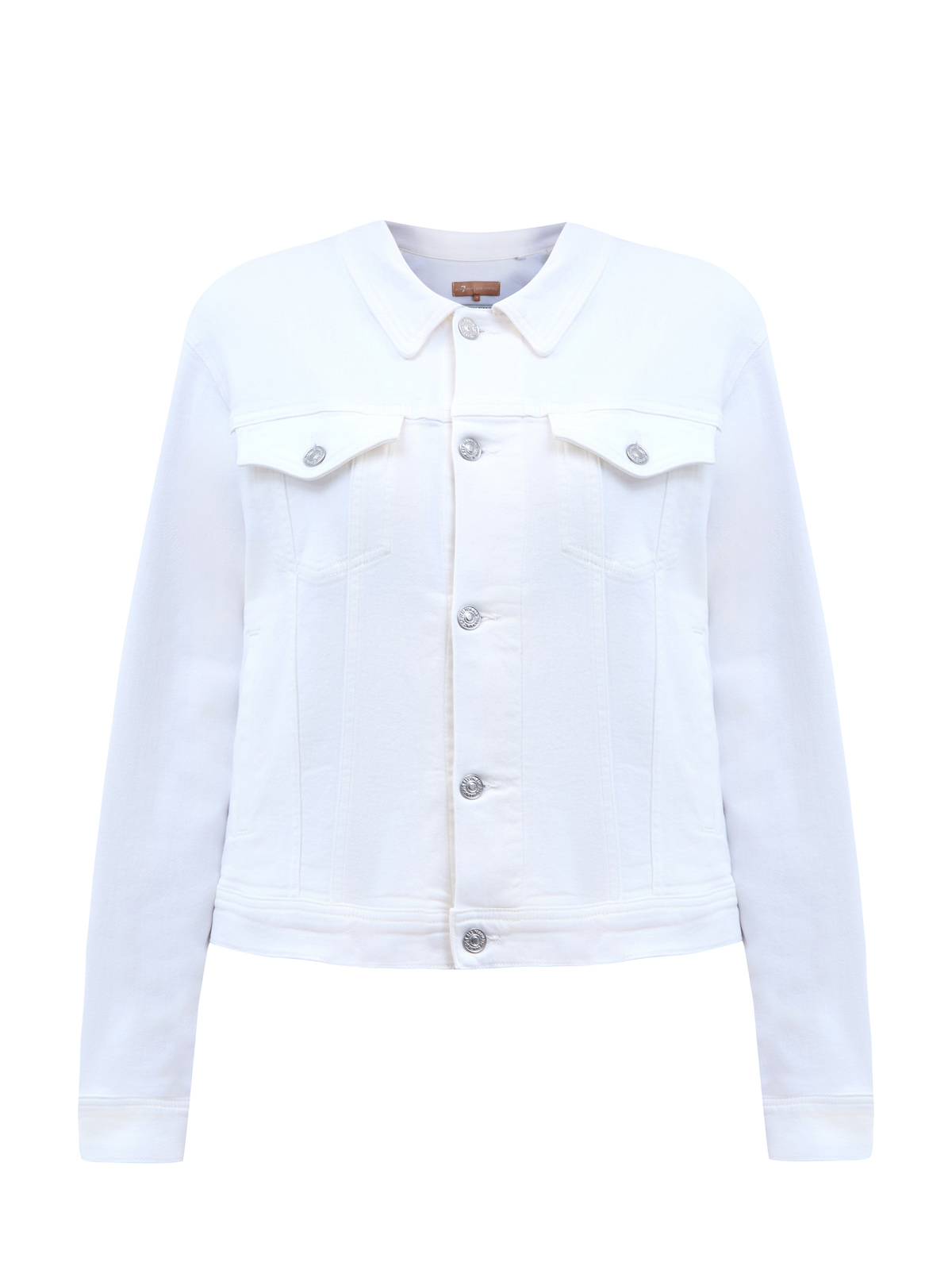 Однотонная джинсовая куртка Trucker из денима Luxe Vintage 7 FOR ALL MANKIND, цвет белый, размер M - фото 1