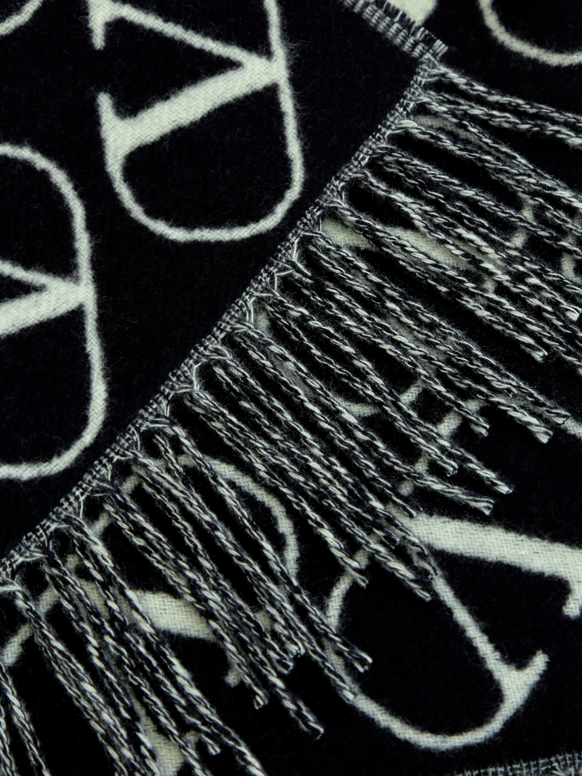Кашемировый шарф VLogo Signature с жаккардовым принтом VALENTINO GARAVANI, цвет черно-белый, размер 36;36.5;37;37.5;38;38.5;39;40;41;39.5 - фото 2