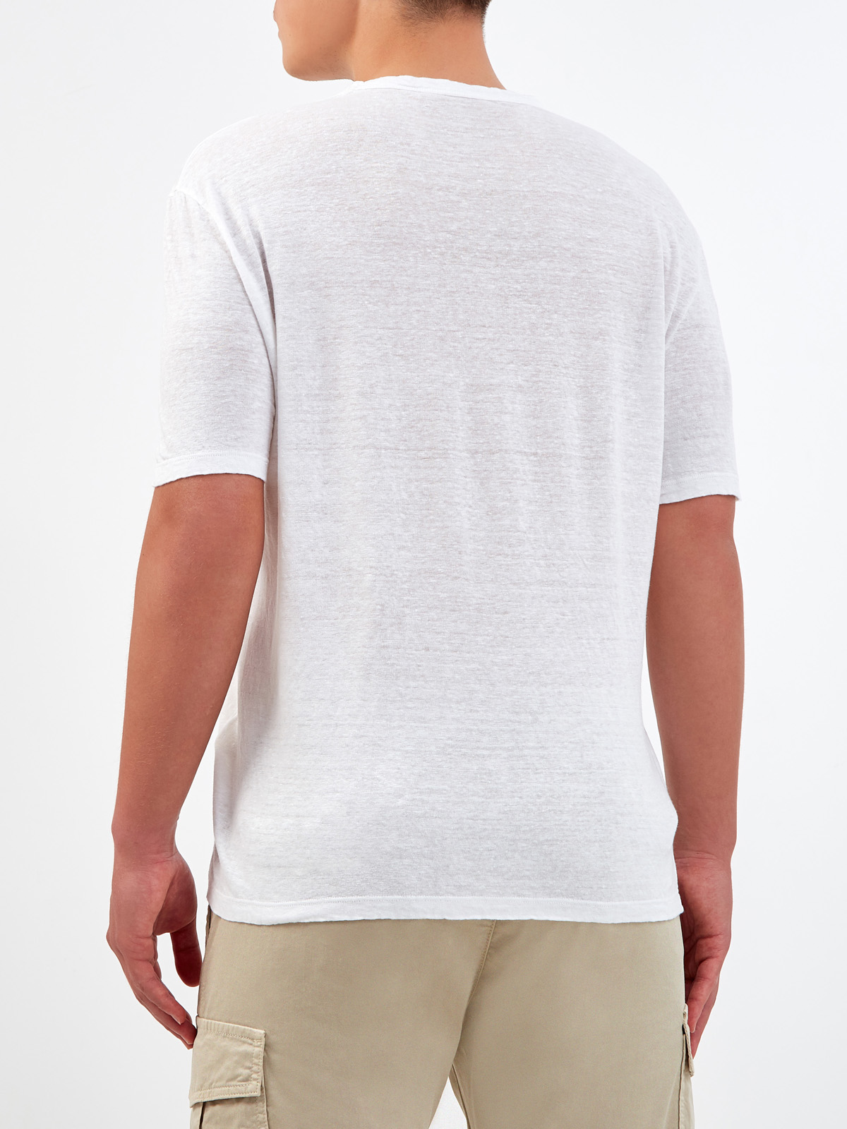 Однотонная футболка из дышащей льняной ткани ELEVENTY, цвет белый, размер 52 - фото 4