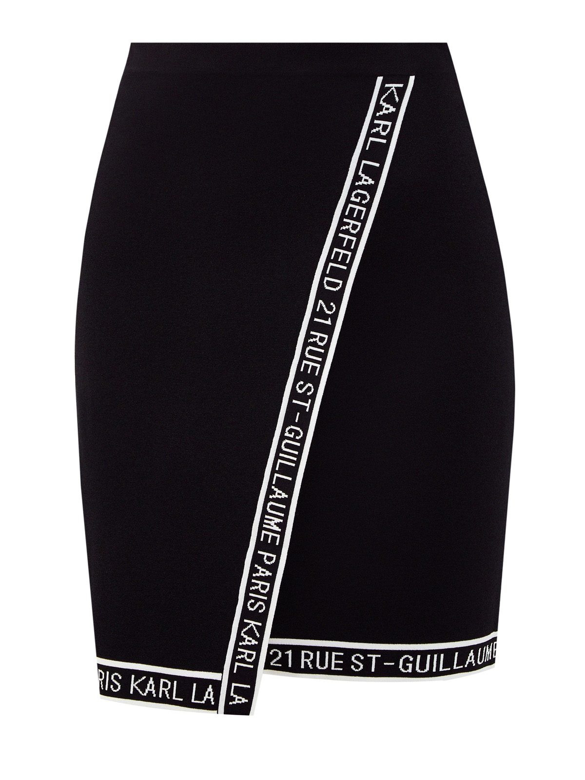 Асимметричная юбка-карандаш с принтом Rue St-Guillaume KARL LAGERFELD, цвет черный, размер S;M;L - фото 1