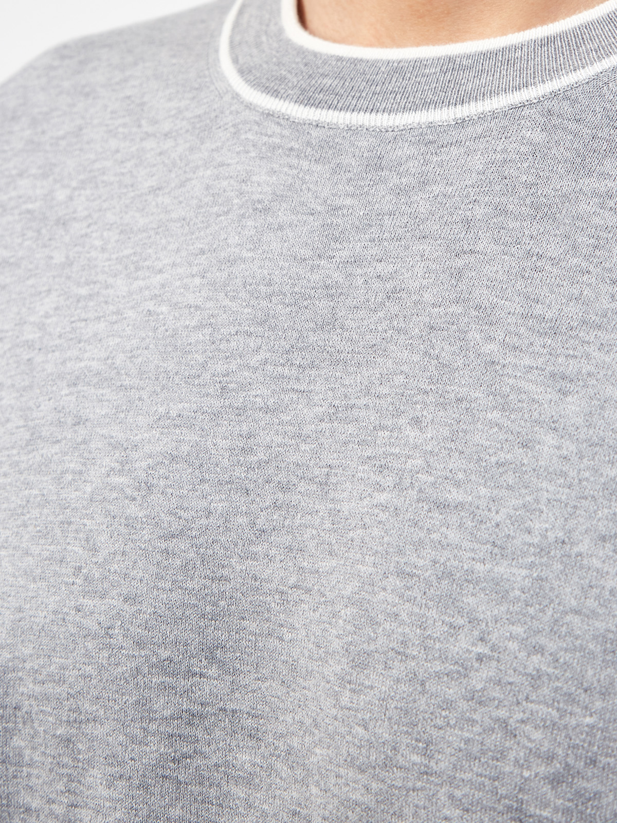 Джемпер из меланжевого хлопка с контрастным кантом BRUNELLO CUCINELLI, цвет серый, размер 50;54;56;48 - фото 5