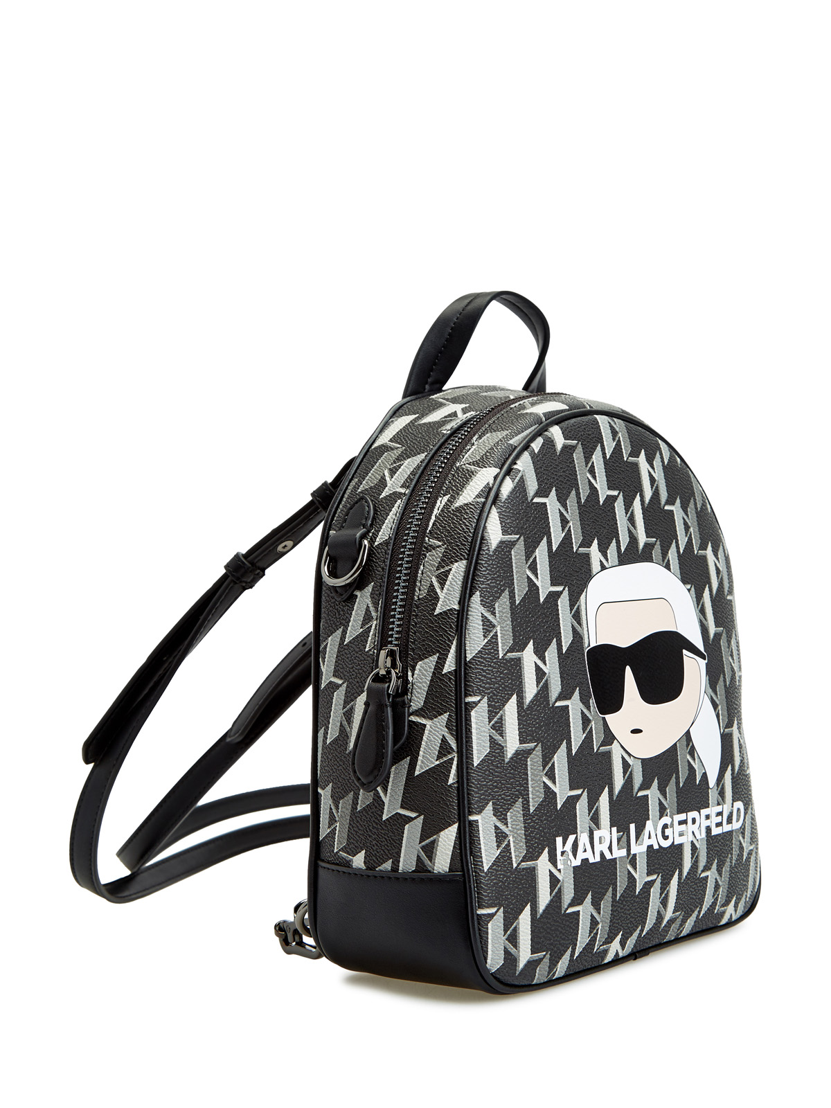 Компактный рюкзак из эко-кожи с принтом K/Monogram KARL LAGERFELD, цвет черный, размер 38;40;42 Компактный рюкзак из эко-кожи с принтом K/Monogram - фото 3