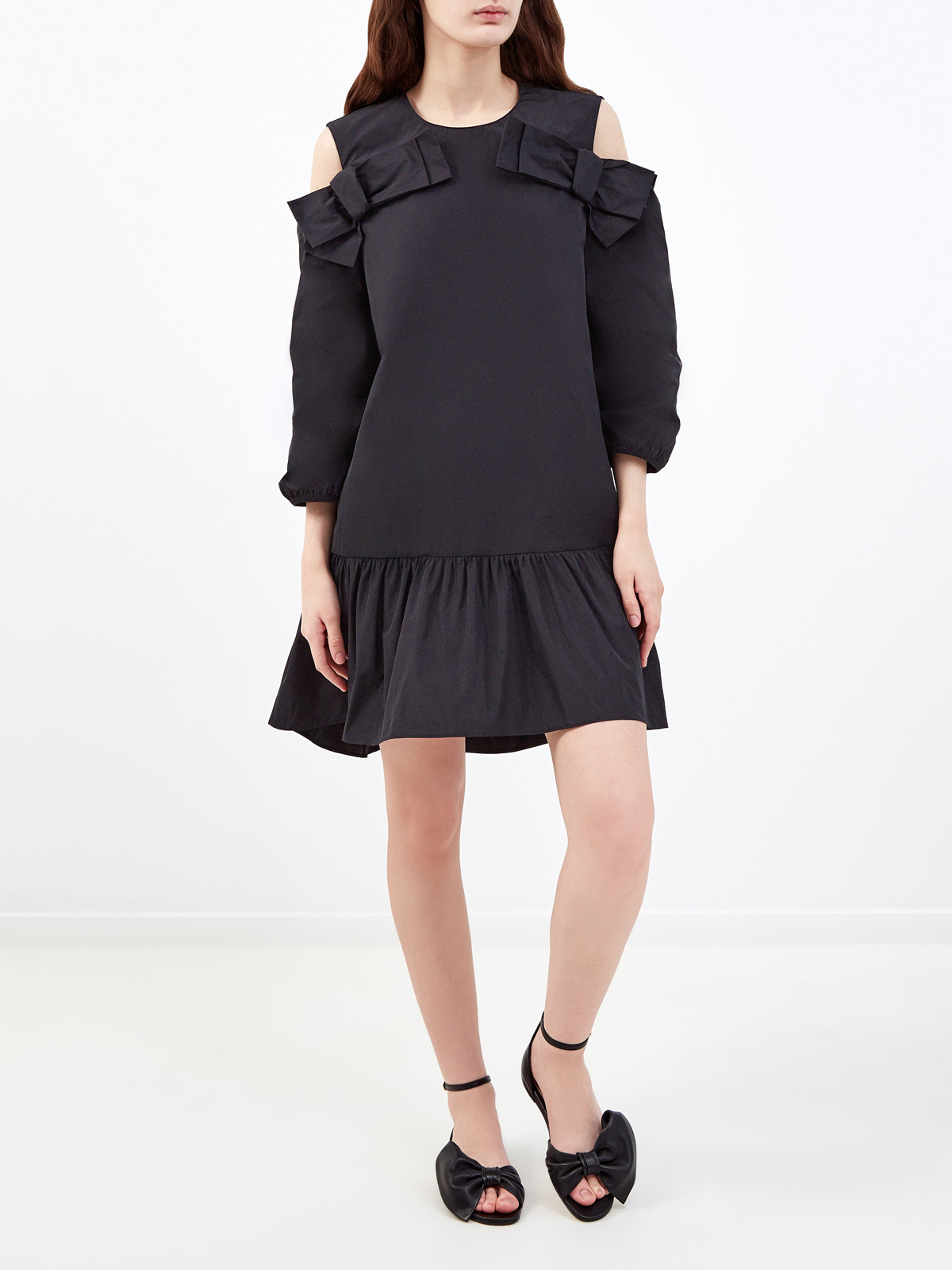 Платье с вырезами на плечах и подолом-плиссе REDVALENTINO, цвет черный, размер L;S - фото 2