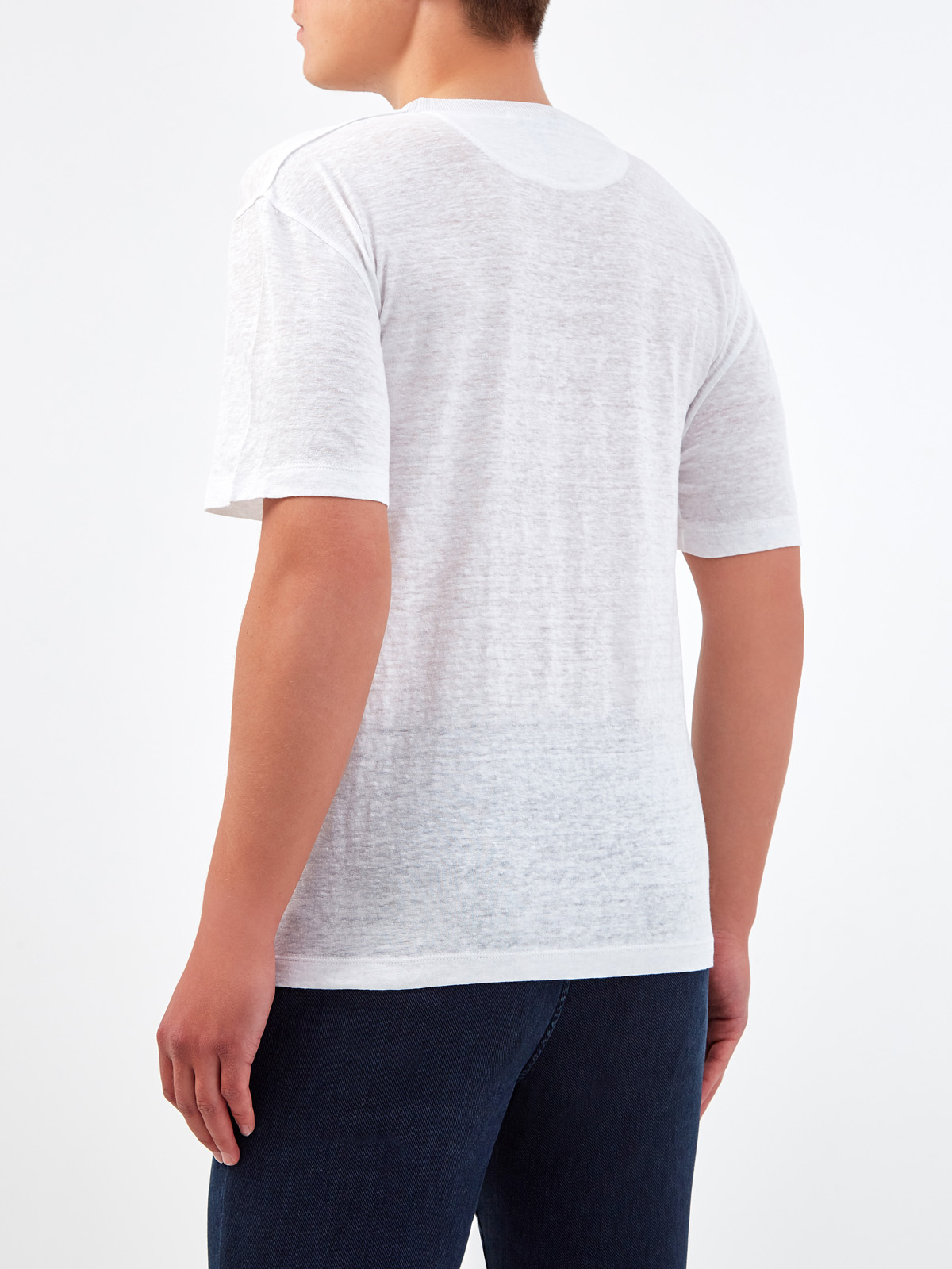 Легкая футболка из льняной ткани в меланжево-белом цвете CORTIGIANI, размер 50;52;56;58 - фото 4