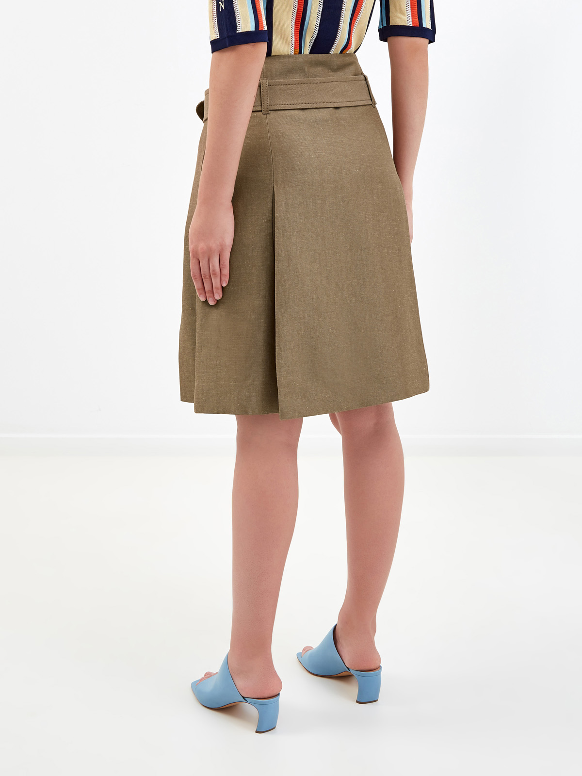 Однотонная юбка с поясом и литой фурнитурой Mother and Child LANVIN, цвет коричневый, размер 44;46;42 - фото 4
