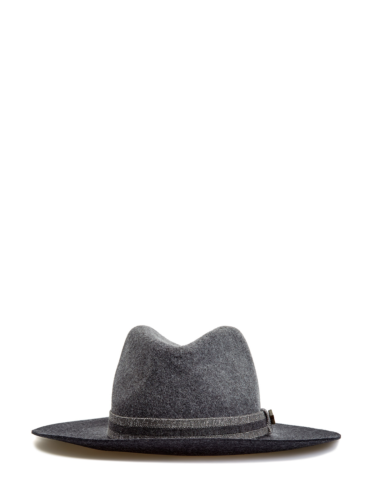 Шерстяная шляпа-трилби с лентой из люрекса LORENA ANTONIAZZI, цвет серый, размер S;M;L - фото 1