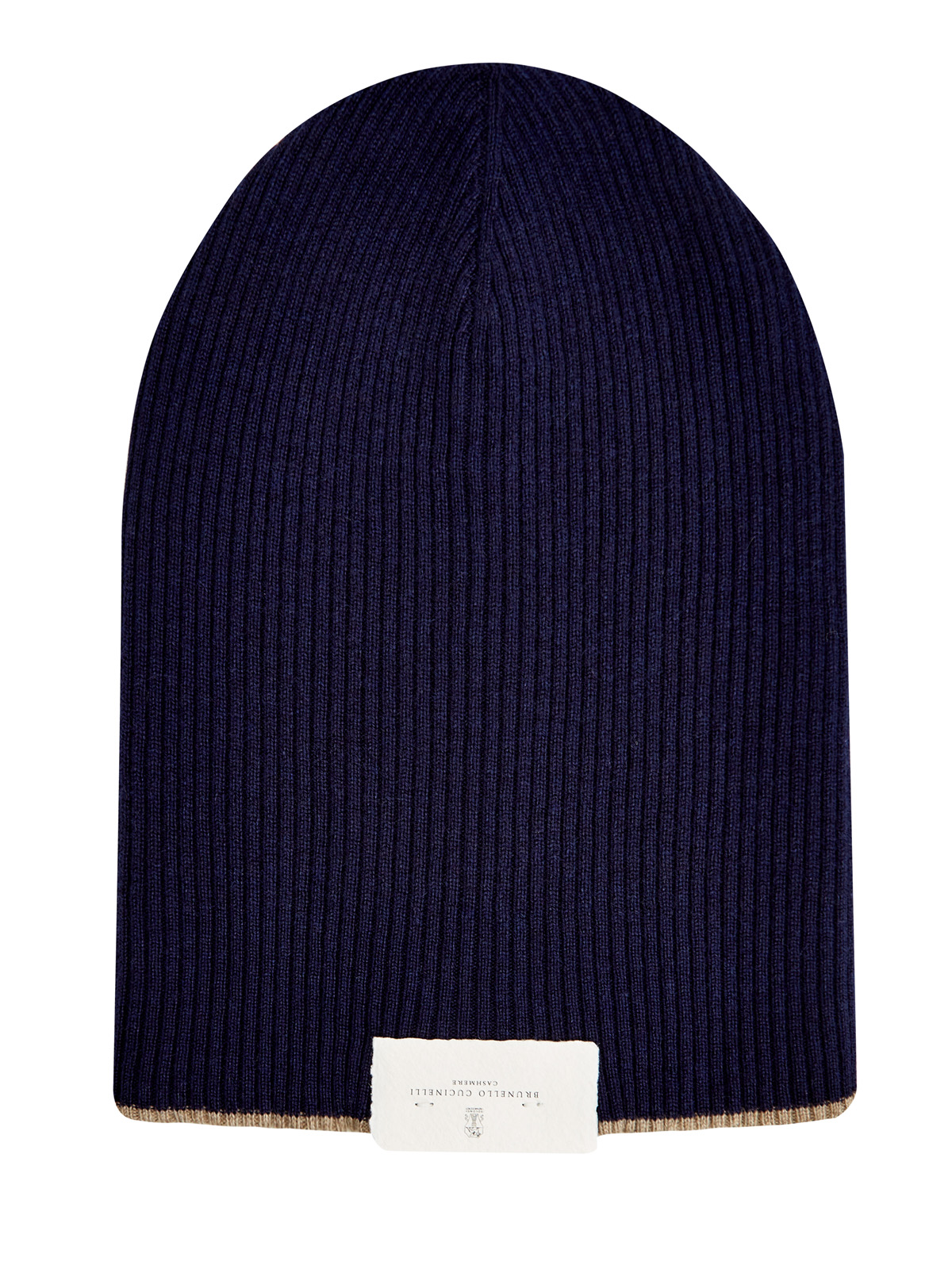 Кашемировая шапка с регулируемым контрастным отворотом BRUNELLO CUCINELLI, цвет синий, размер M;L;XL