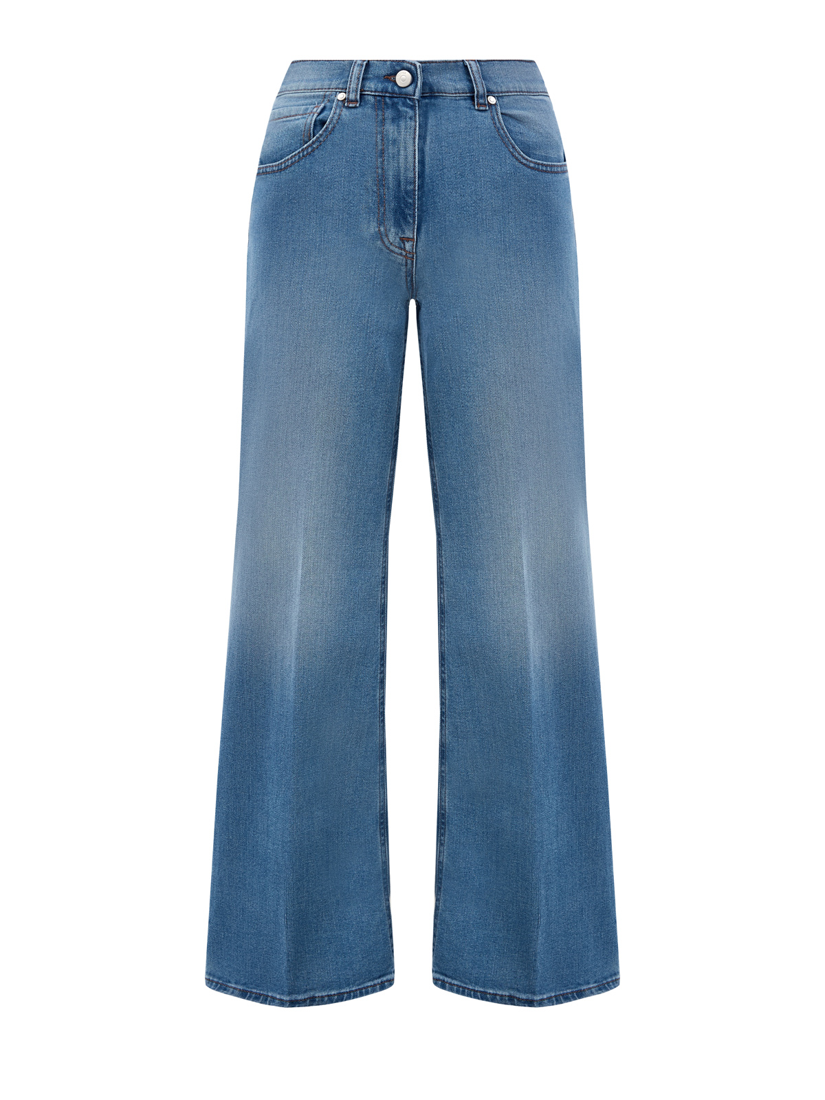 Расклешенные джинсы из окрашенного вручную денима PESERICO, цвет синий, размер 38;40;42;44;46