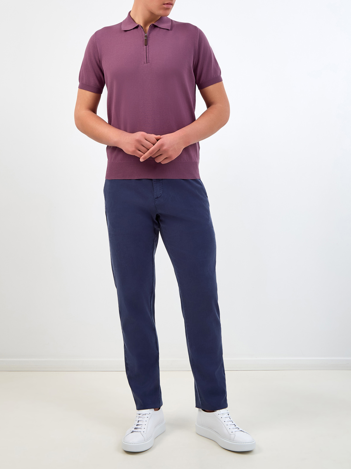 Однотонные брюки в стиле casual из лиоцелла и хлопка CANALI, цвет синий, размер 48;50;52;56 - фото 2