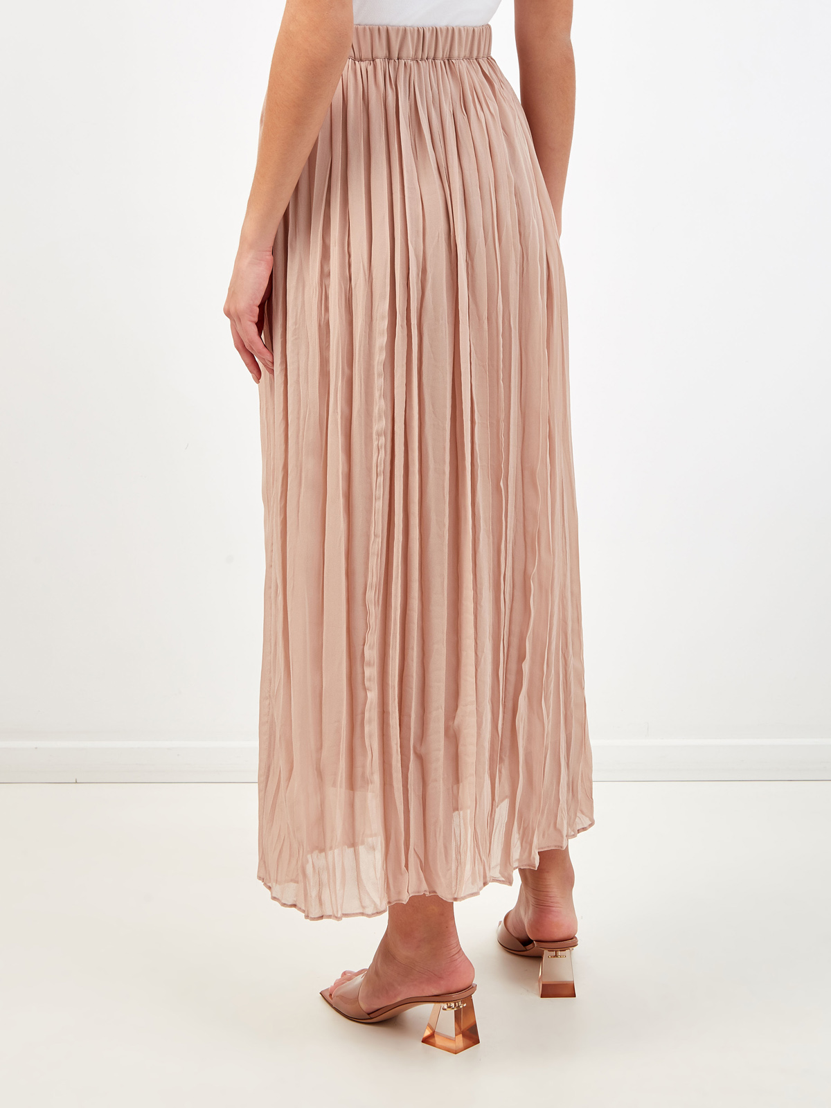 Плиссированная юбка-миди из струящегося шелка GENTRYPORTOFINO, цвет бежевый, размер 42;44;46;40 - фото 4