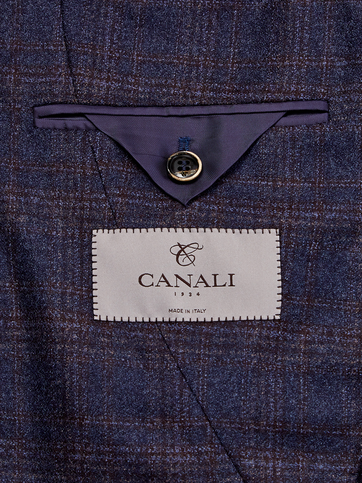 Классический пиджак ручной работы из шерсти в клетку CANALI, цвет синий, размер 50;54;56 - фото 6