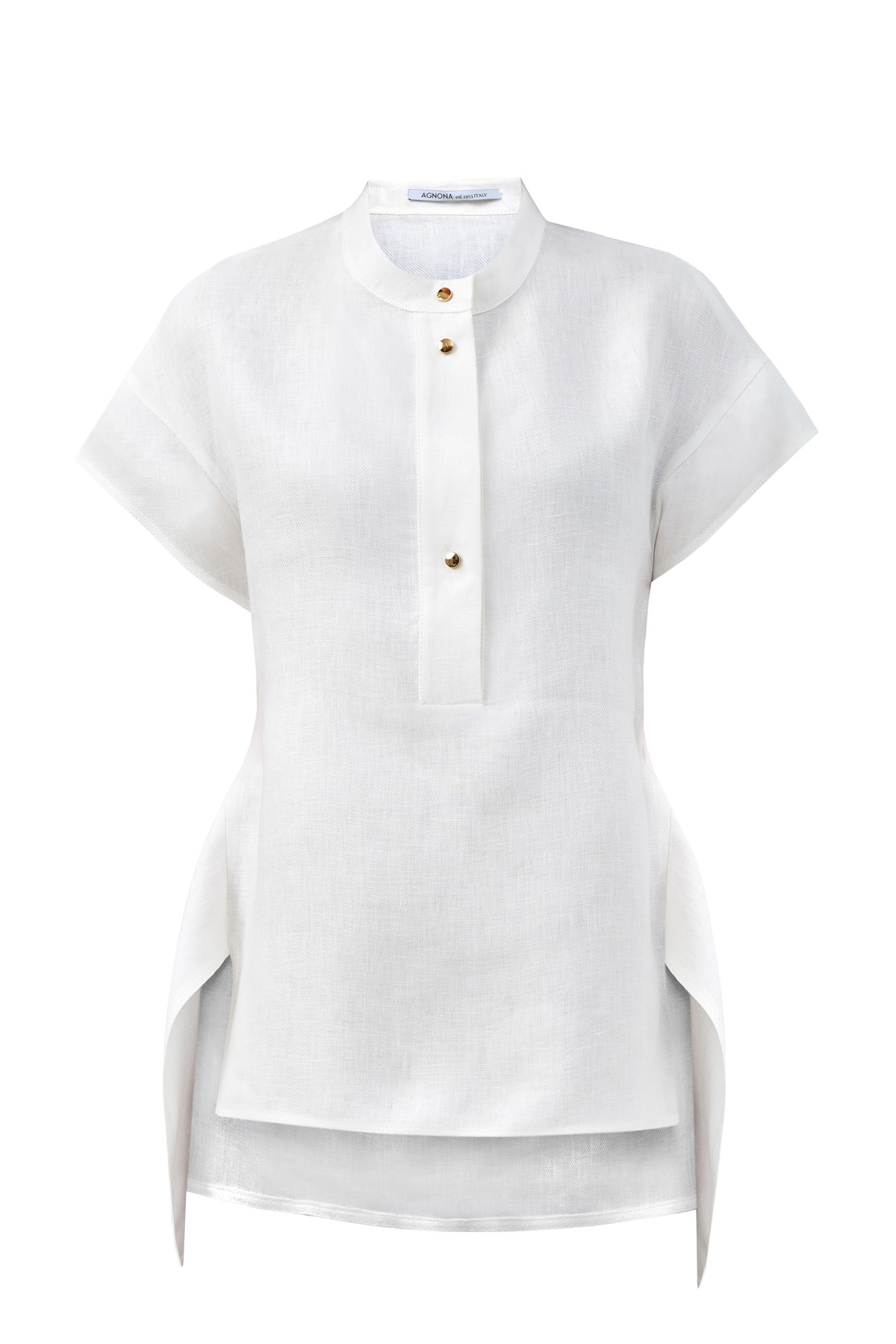 Льняная блуза с рукавами-оборками AGNONA, цвет белый, размер 40;44;42 - фото 1