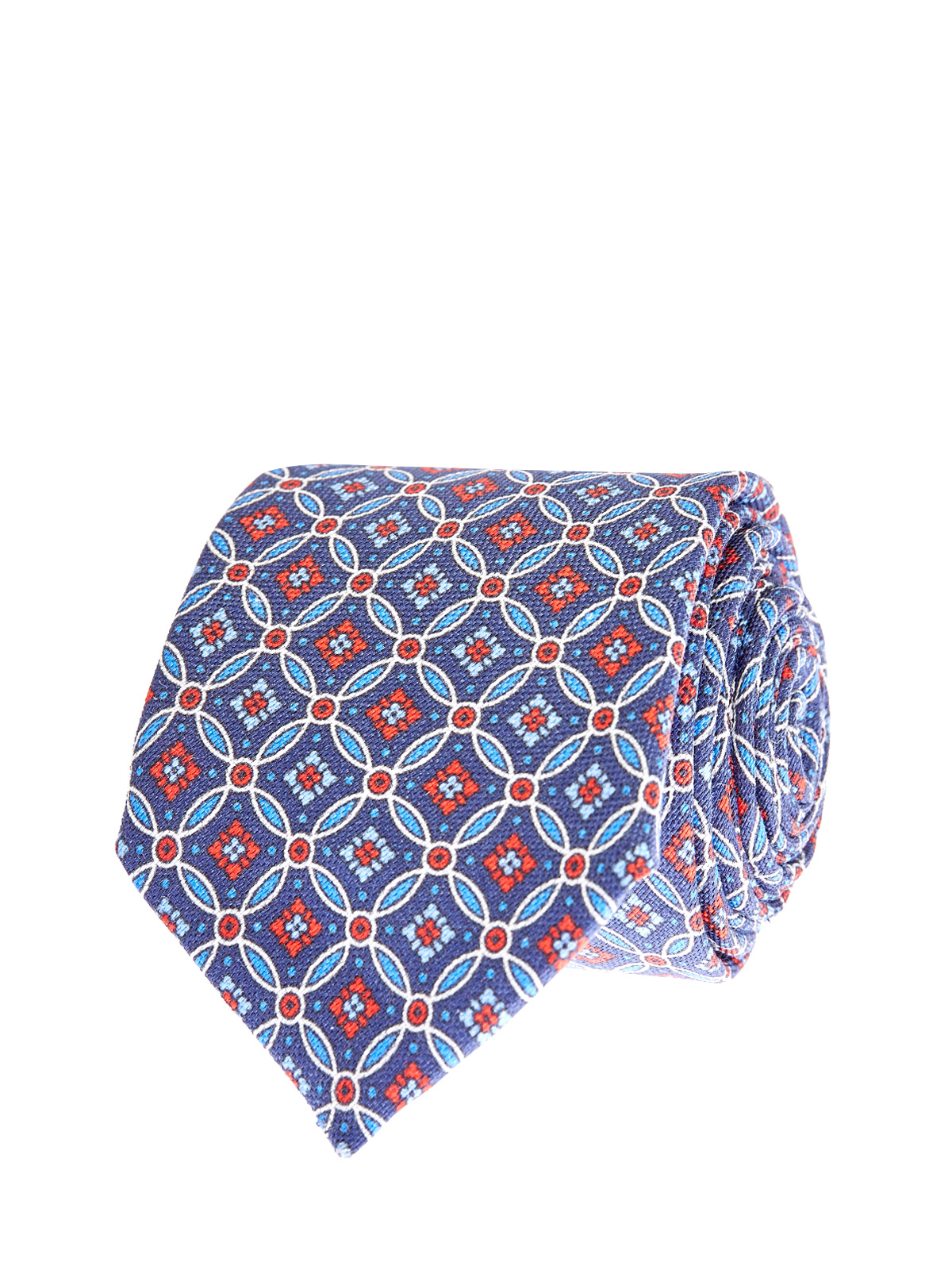 Шелковый галстук ручной работы из фактурного жаккарда CANALI, цвет синий, размер M