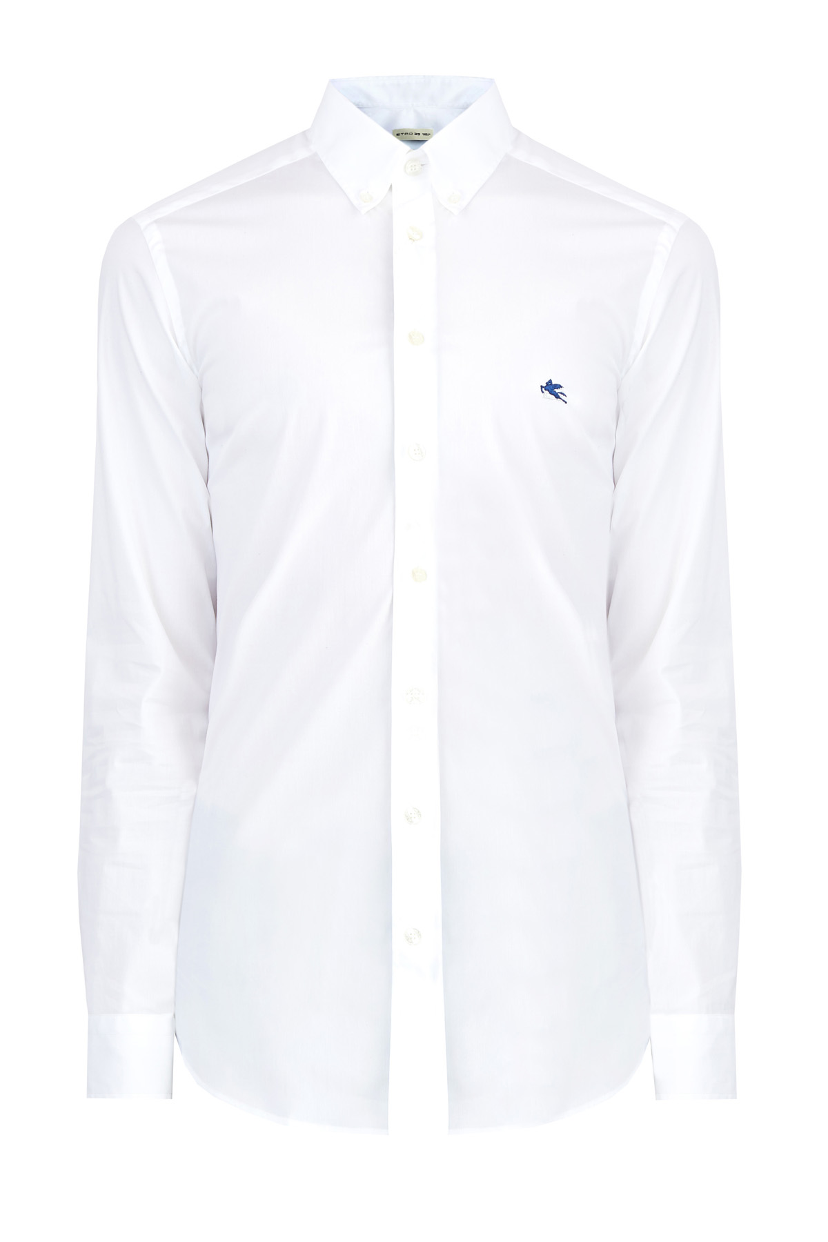 Приталенная рубашка с вышитой символикой бренда ETRO, цвет белый, размер 50 - фото 1