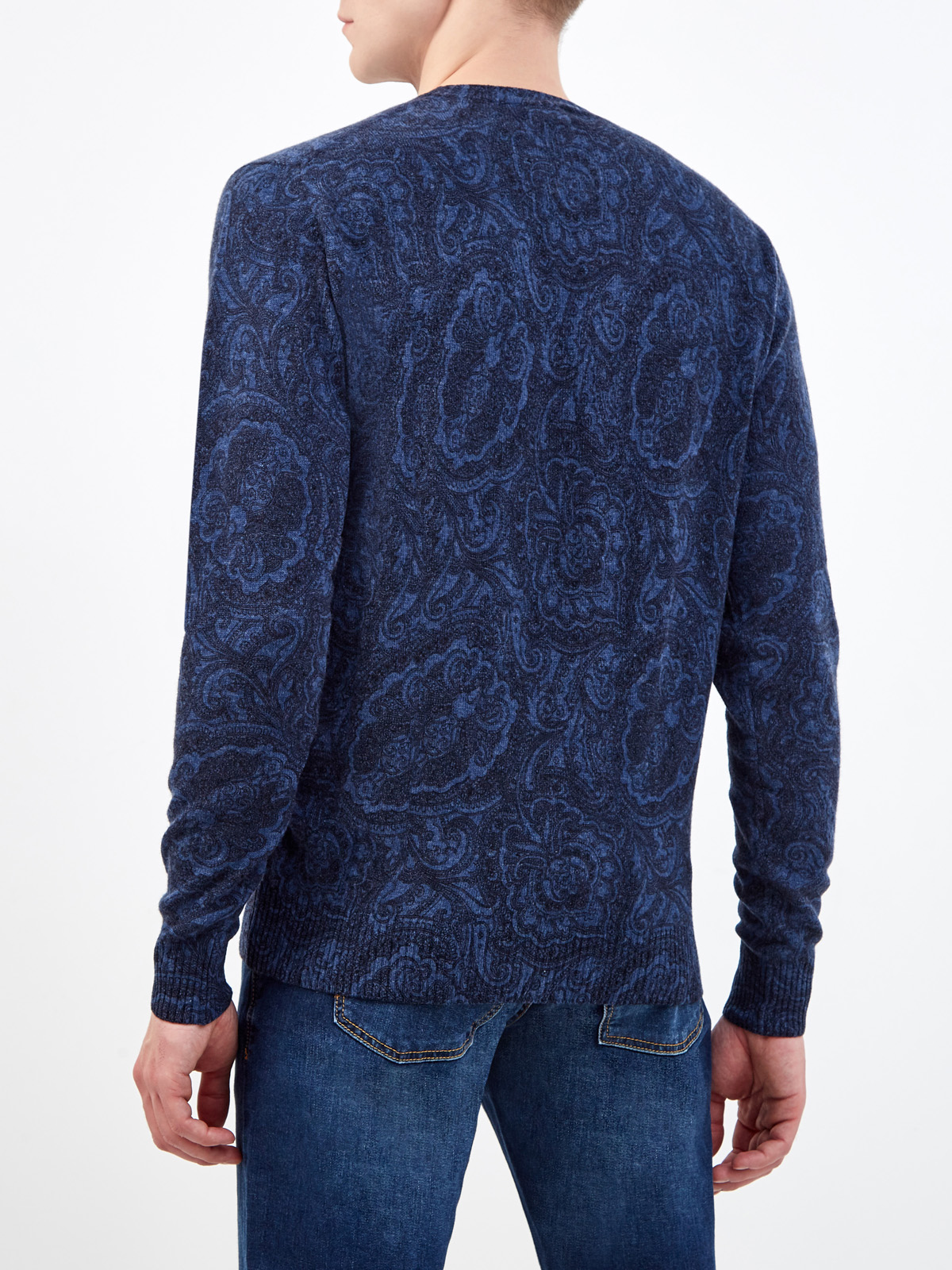 Шерстяной пуловер с узором в синей гамме ETRO, цвет синий, размер 52;54;56;46 - фото 4