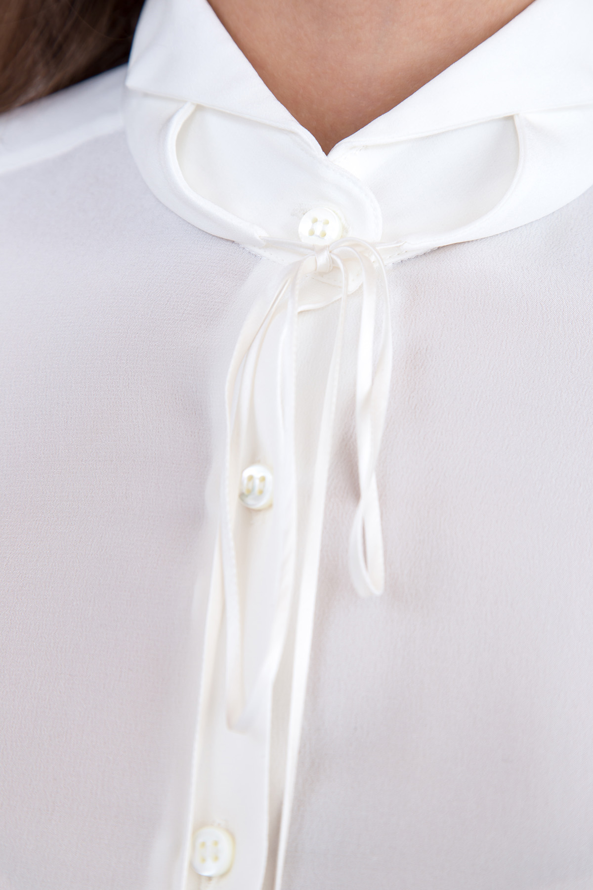 Шелковая блуза с кружевными вставками и воротом Windsor ERMANNO SCERVINO, цвет белый, размер 40;42 - фото 5