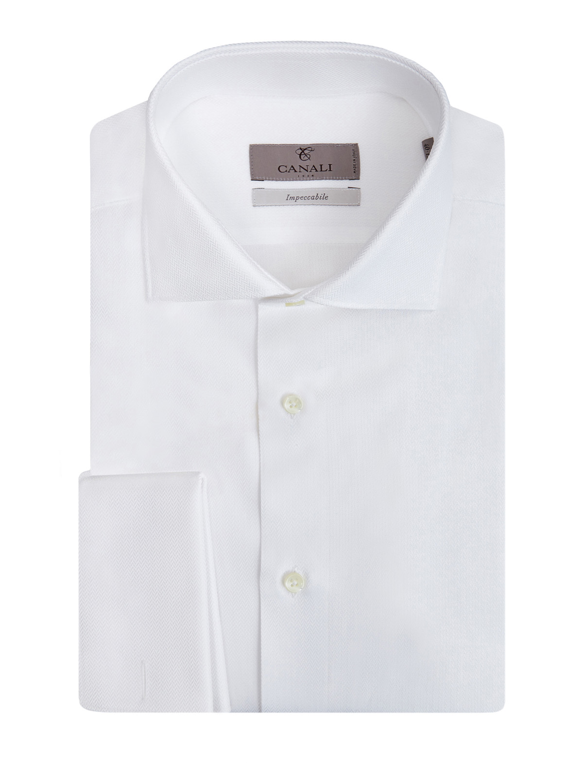 Рубашка из хлопка Impeccabile с паттерном в тон CANALI, цвет белый, размер 50;52;52;54;56;58 - фото 1