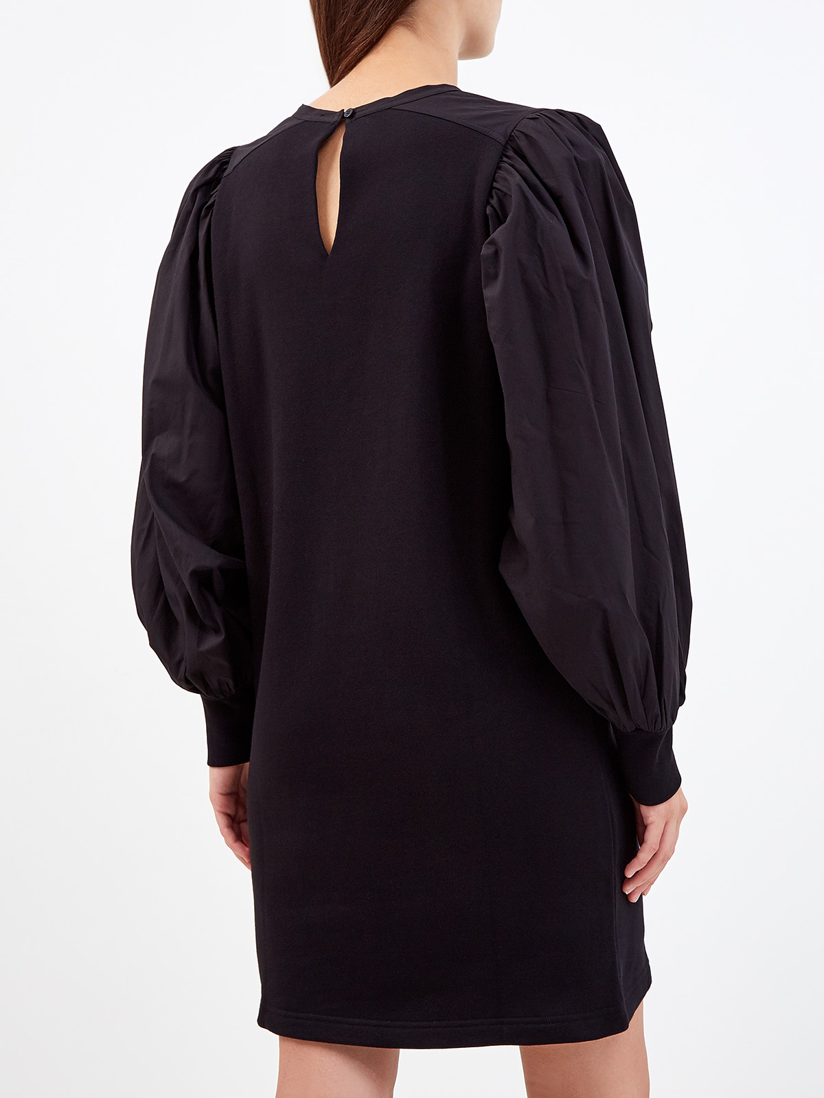 Черное платье-толстовка из комбинированного хлопка KARL LAGERFELD, цвет черный, размер S;M;L;XS - фото 4