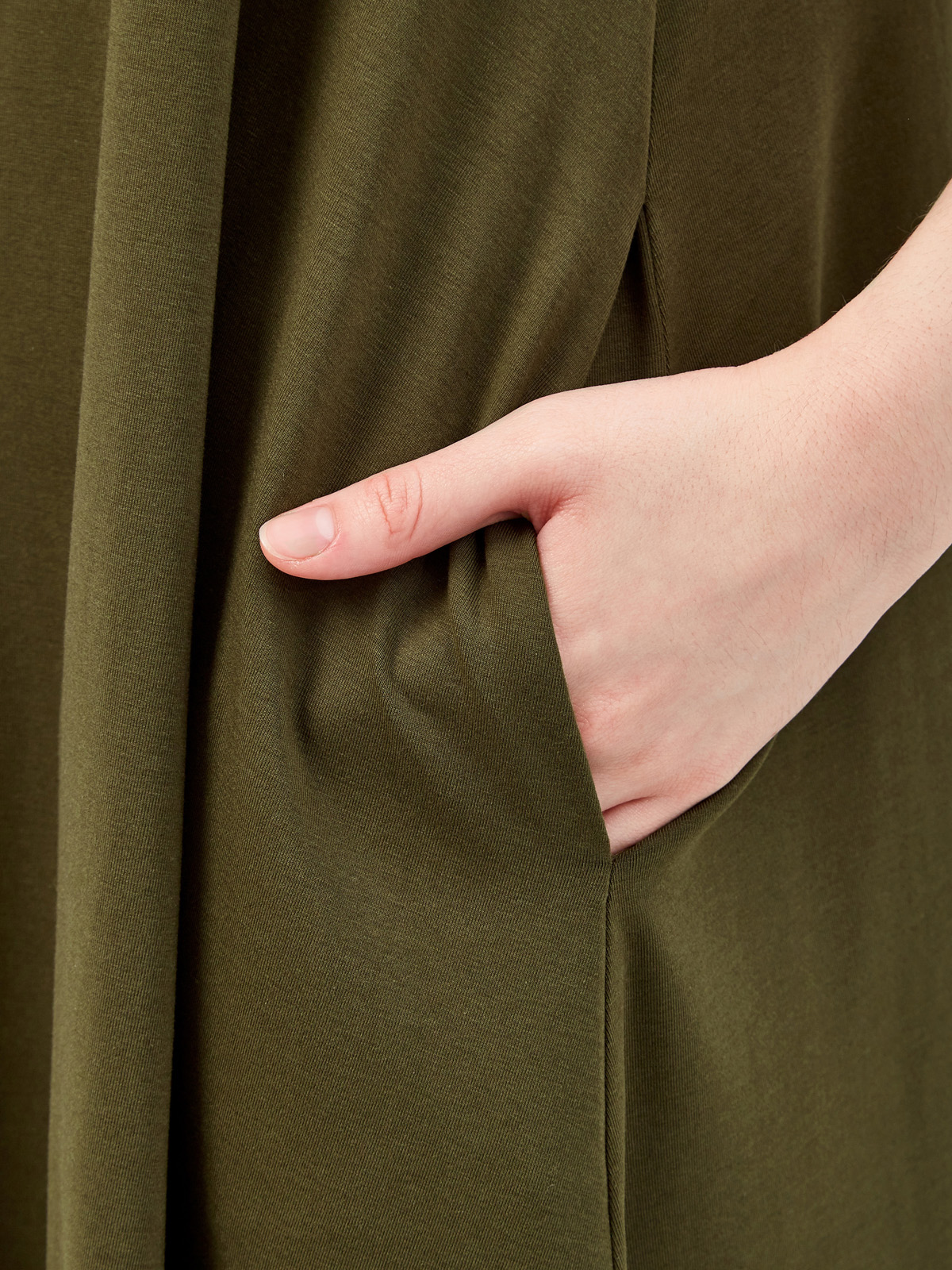 Хлопковое платье с V-образным вырезом и асимметричным подолом RE VERA, цвет зеленый, размер M;L;XL;S - фото 5