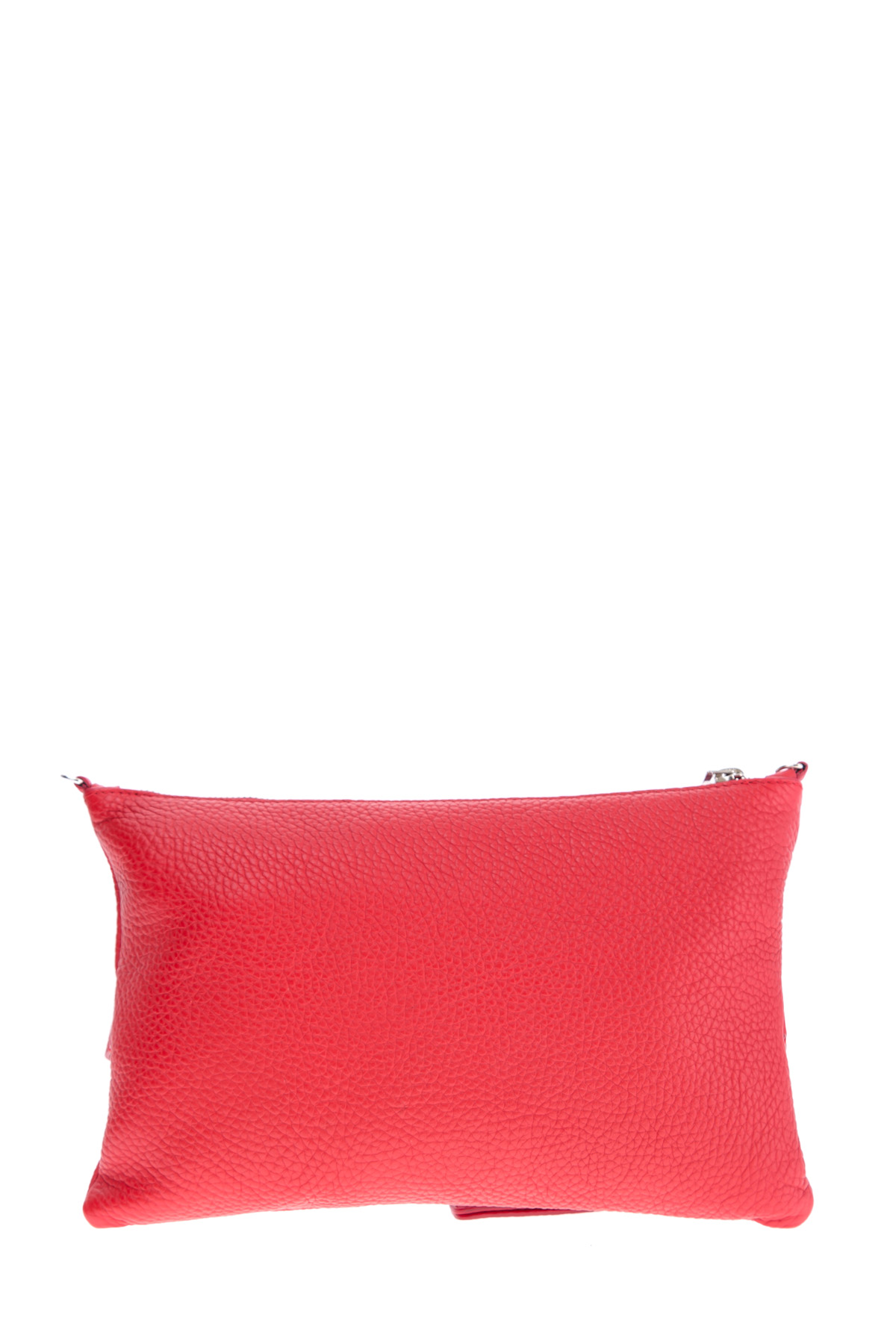 Клатч из крупнозернистой кожи с люверсами и металлической пластиной ERMANNO SCERVINO, цвет красный, размер 40 - фото 5