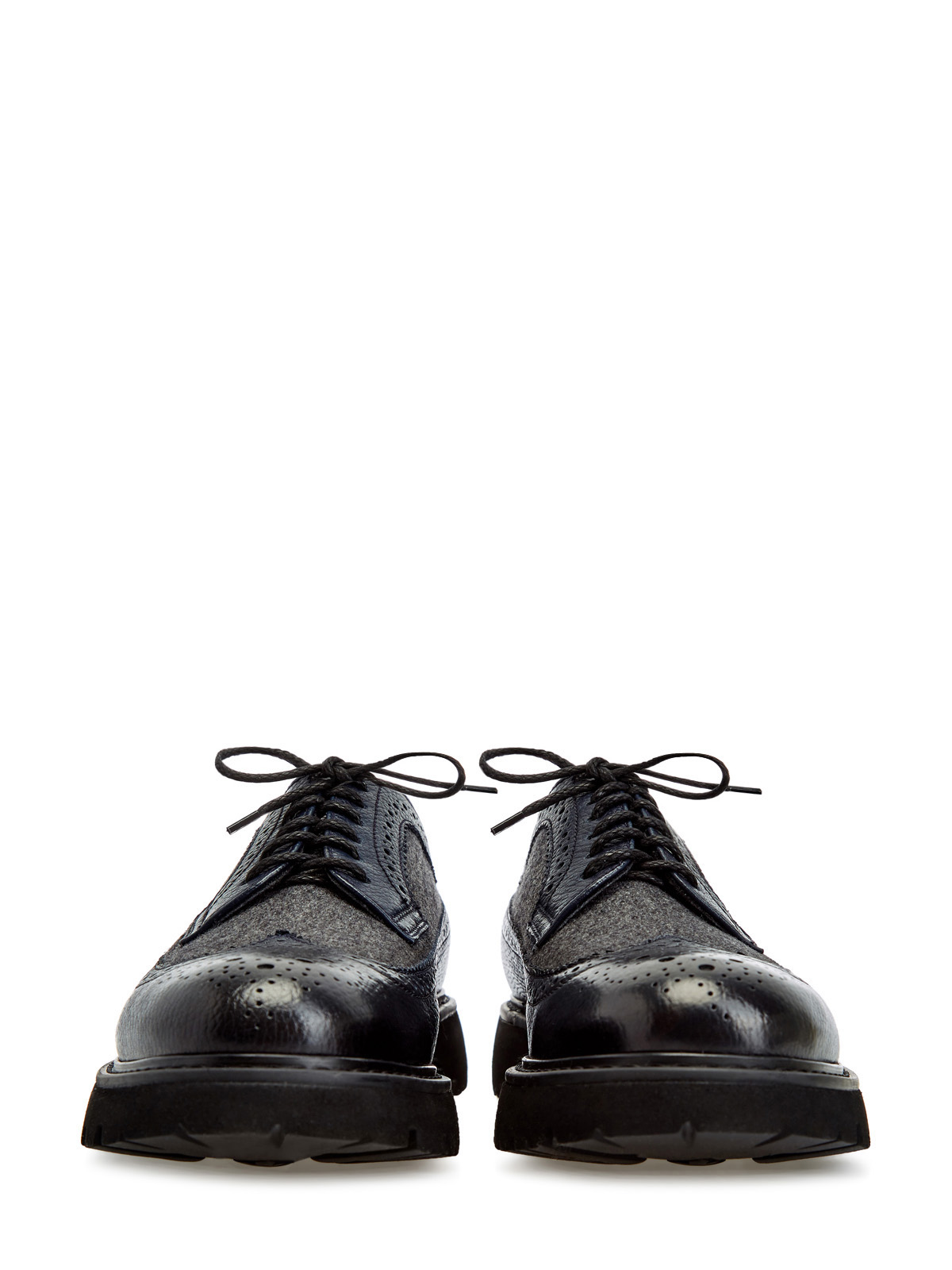 Комбинированные ботинки-дерби из зернистой кожи и твида DOUCAL'S, цвет синий, размер 40.5;41;41.5;42;42.5;43;43.5;44 - фото 4