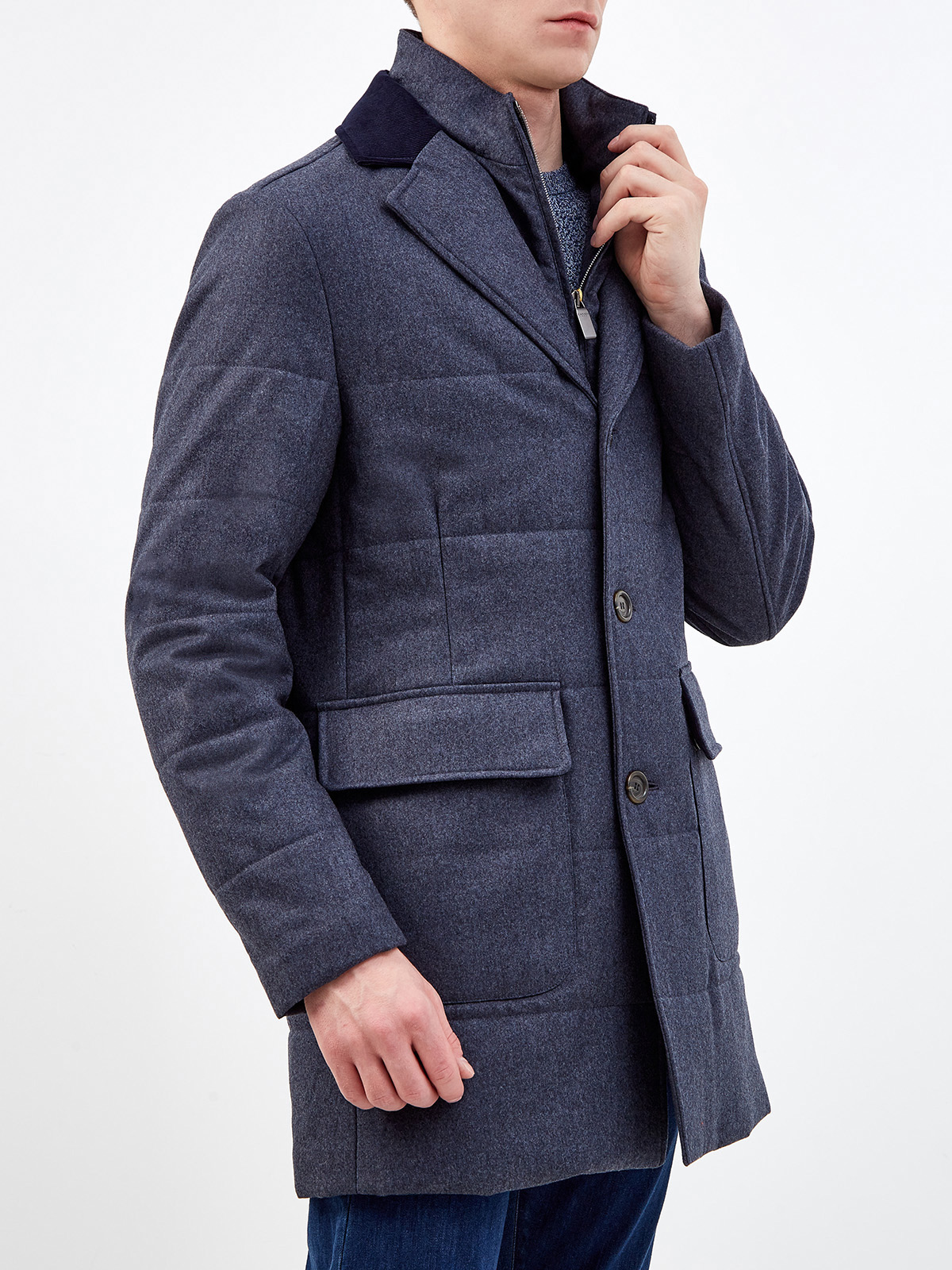 Пальто из шерсти и кашемира с утепленной съемной вставкой CANALI, цвет синий, размер 48;52;54;56;58;60 - фото 3