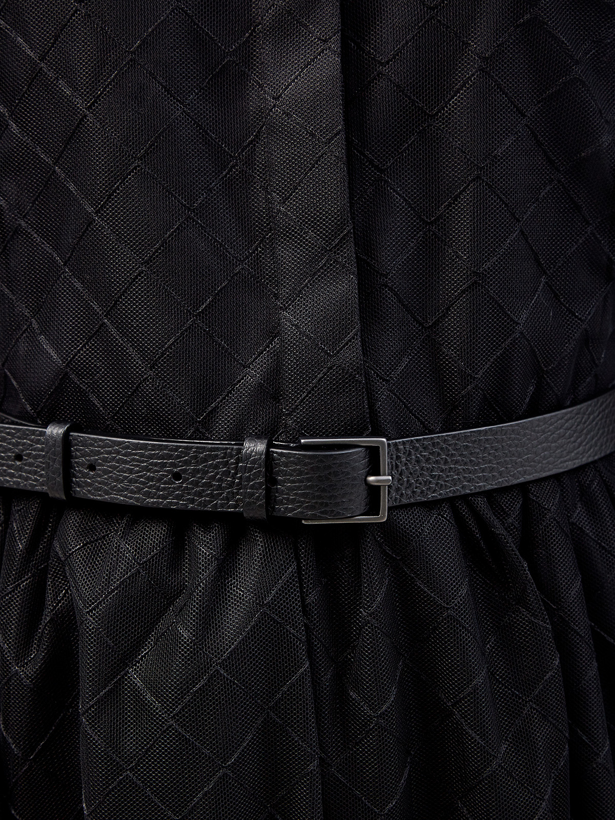 Двухслойное платье-шемизье из полупрозрачного тюля с поясом FABIANA FILIPPI, цвет черный, размер 46;44 - фото 5