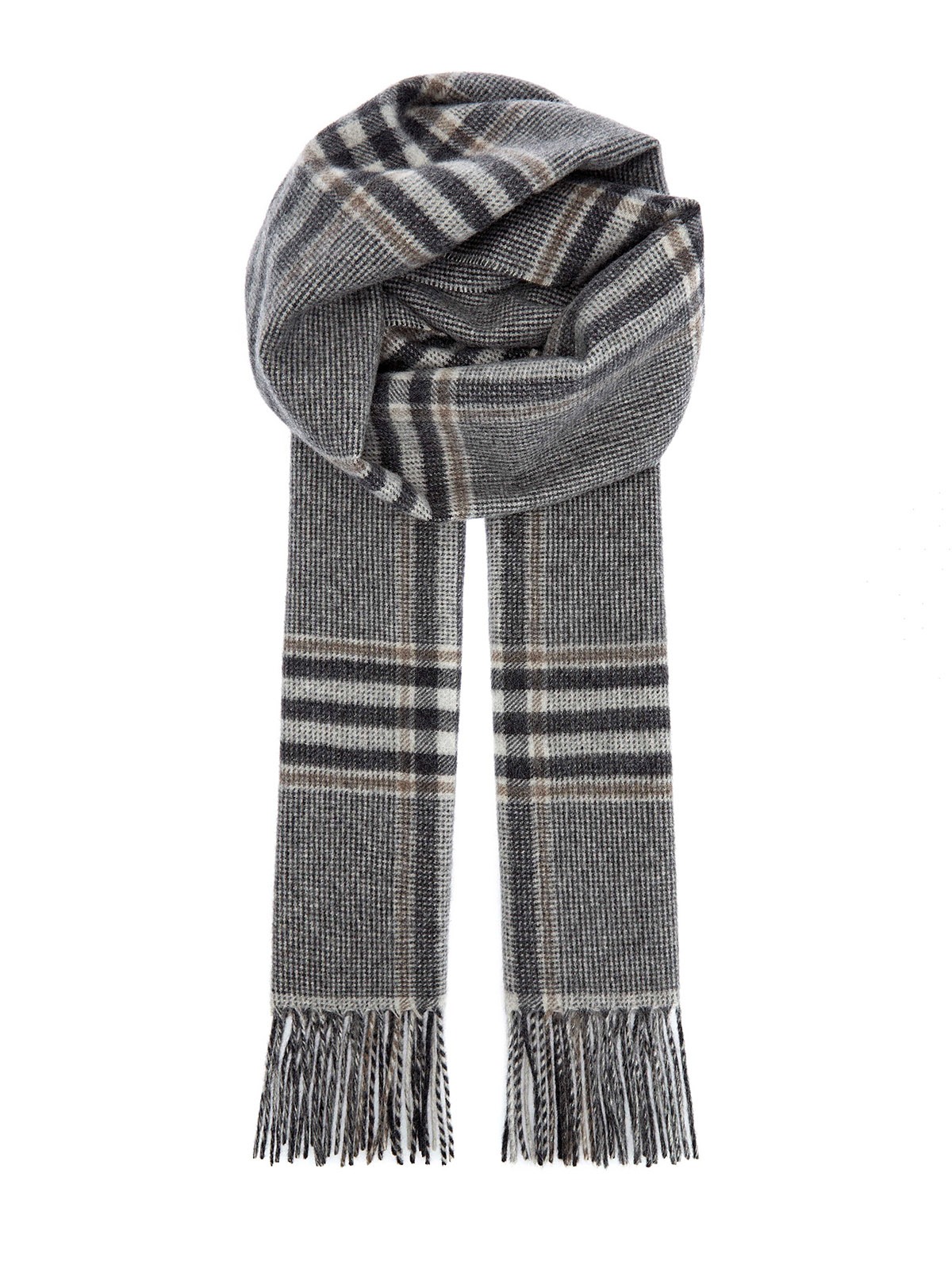 

Шарф из теплой кашемировой пряжи в клетку, Серый, Шарф из теплой кашемировой пряжи в клетку
