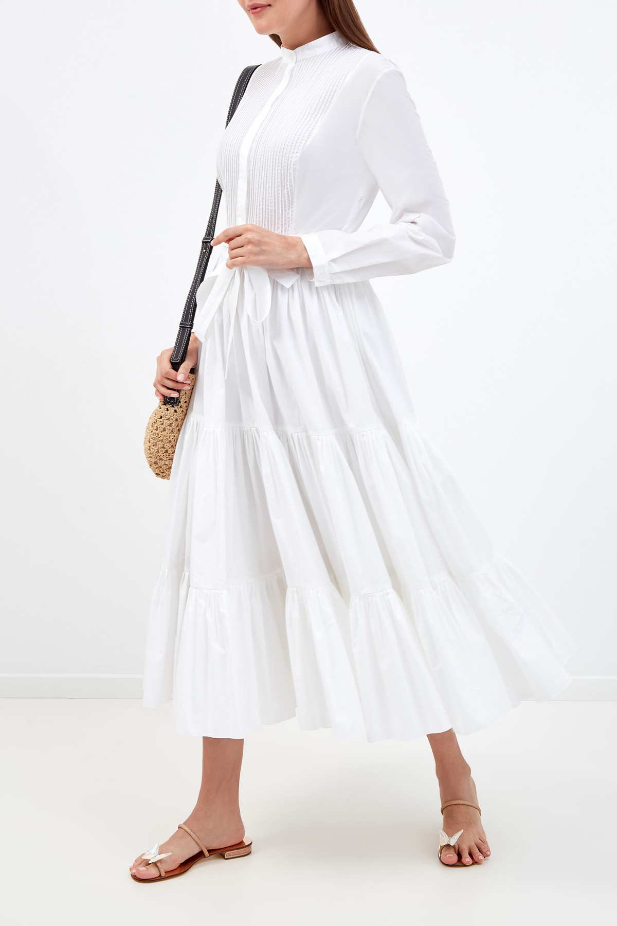 Белое платье-рубашка из хлопкового поплина с архитектурным подолом ALEXANDER TEREKHOV, цвет белый, размер 42 - фото 2