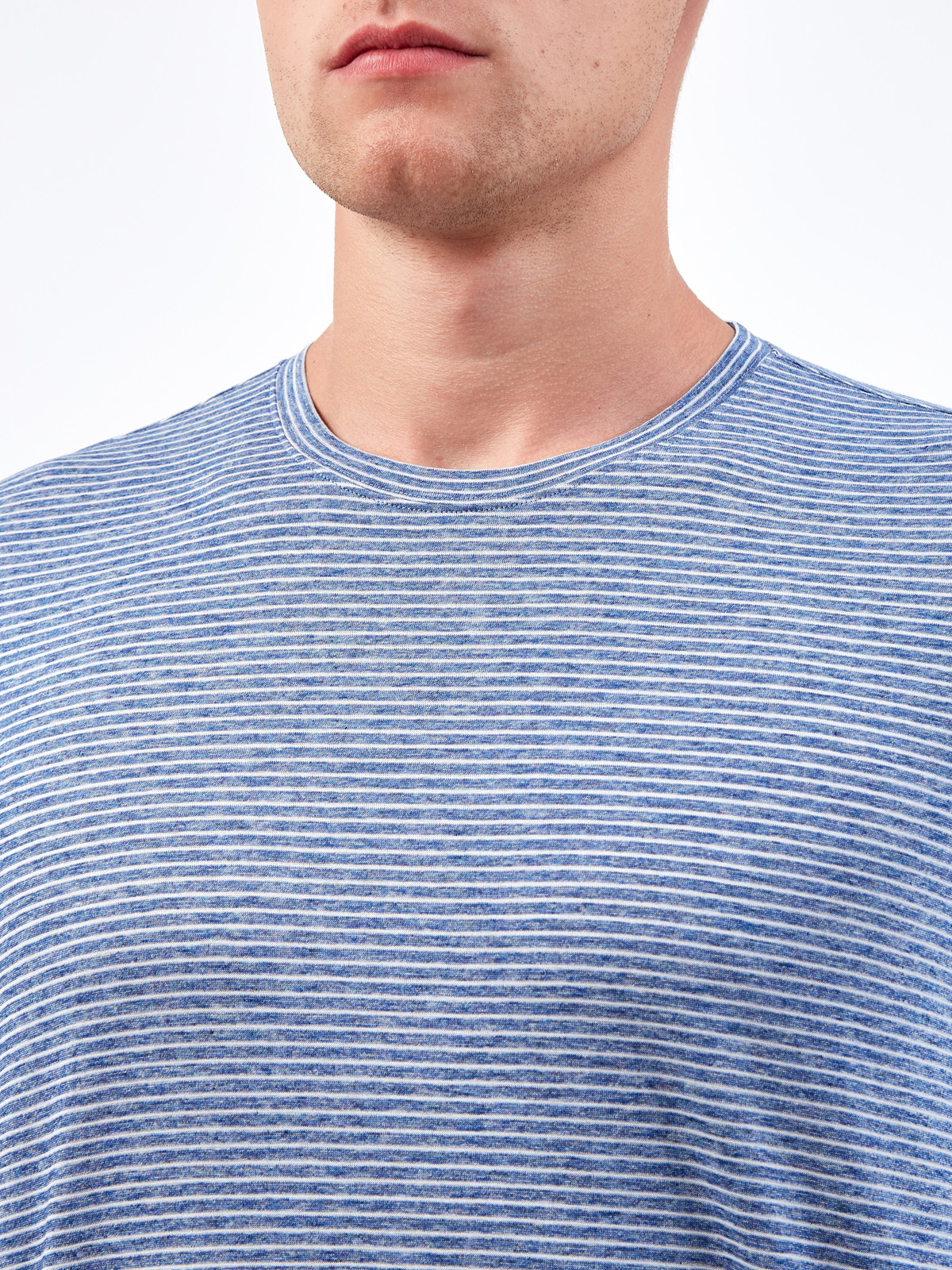 Хлопковая футболка из джерси с принтом в полоску GRAN SASSO, цвет синий, размер 50;54;56;60 - фото 5