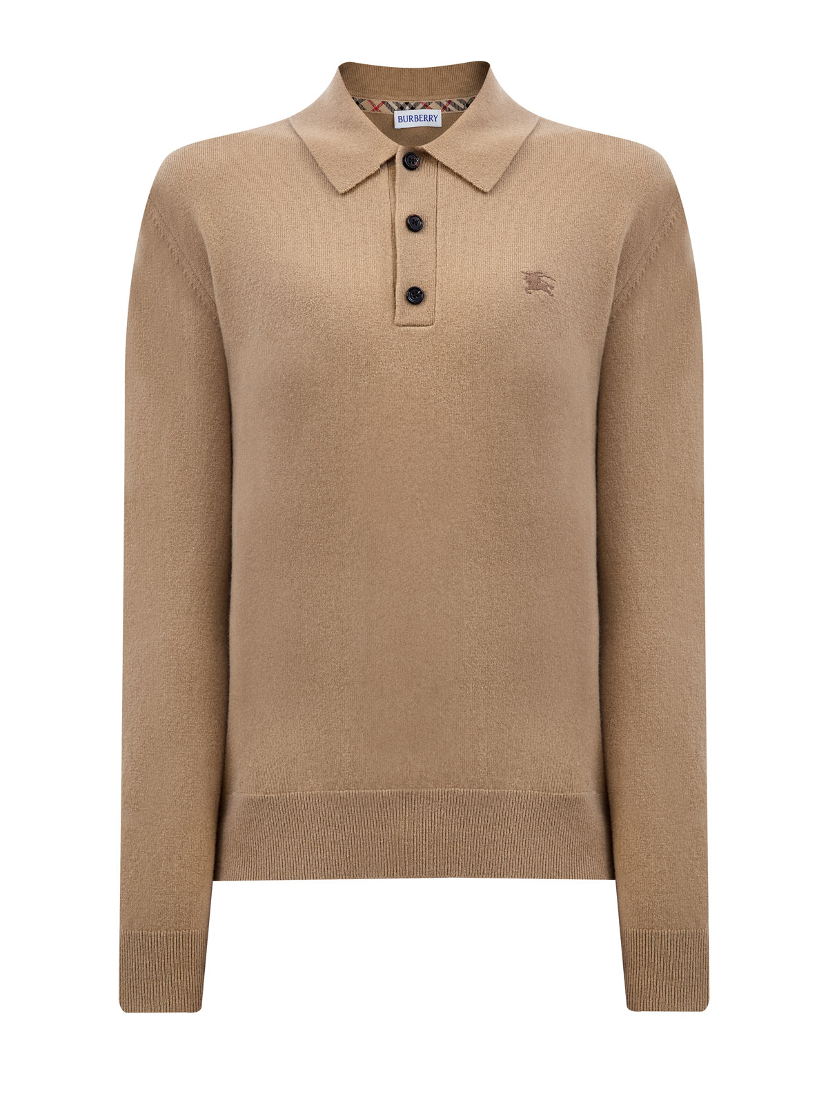 

Кашемировый джемпер-поло с вышитым логотипом, Коричневый, Кашемировый джемпер-поло с вышитым логотипом