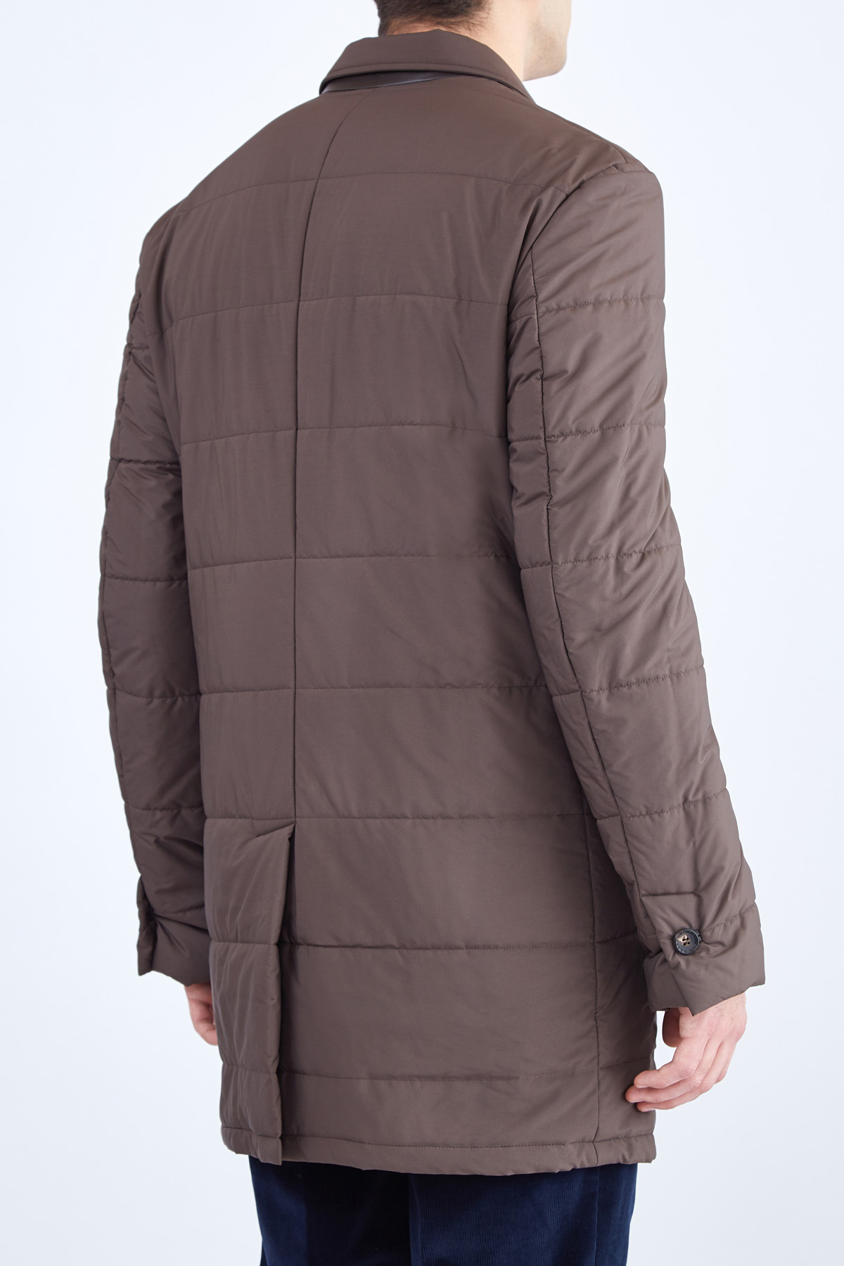 Удлиненная куртка-блейзер из водонепроницаемого нейлона LUCIANO BARBERA, цвет коричневый, размер 50;52;54;56;58 - фото 4