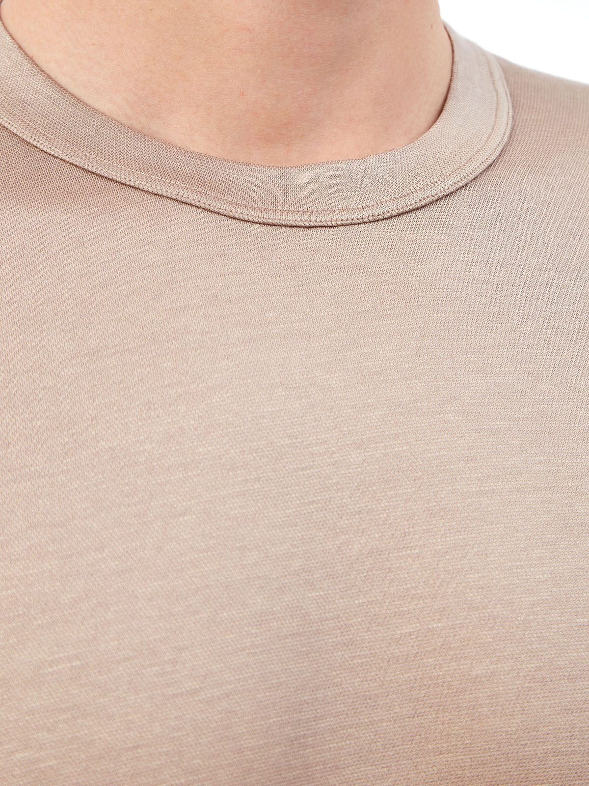 Однотонная футболка из гладкого шелка и хлопка CORTIGIANI, цвет бежевый, размер 50;52;54;56;58;60;62 - фото 5